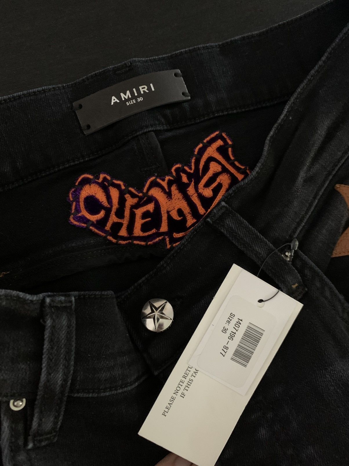 Amiri AMIRI Brown Leather Star Appliqué Chemist Jeans Size US 30 / EU 46 - 5 Thumbnail