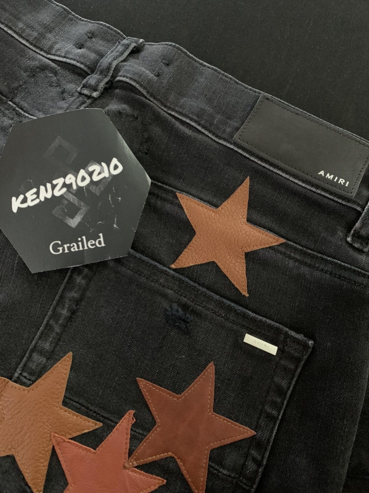 Amiri AMIRI Brown Leather Star Appliqué Chemist Jeans Size US 30 / EU 46 - 6 Thumbnail