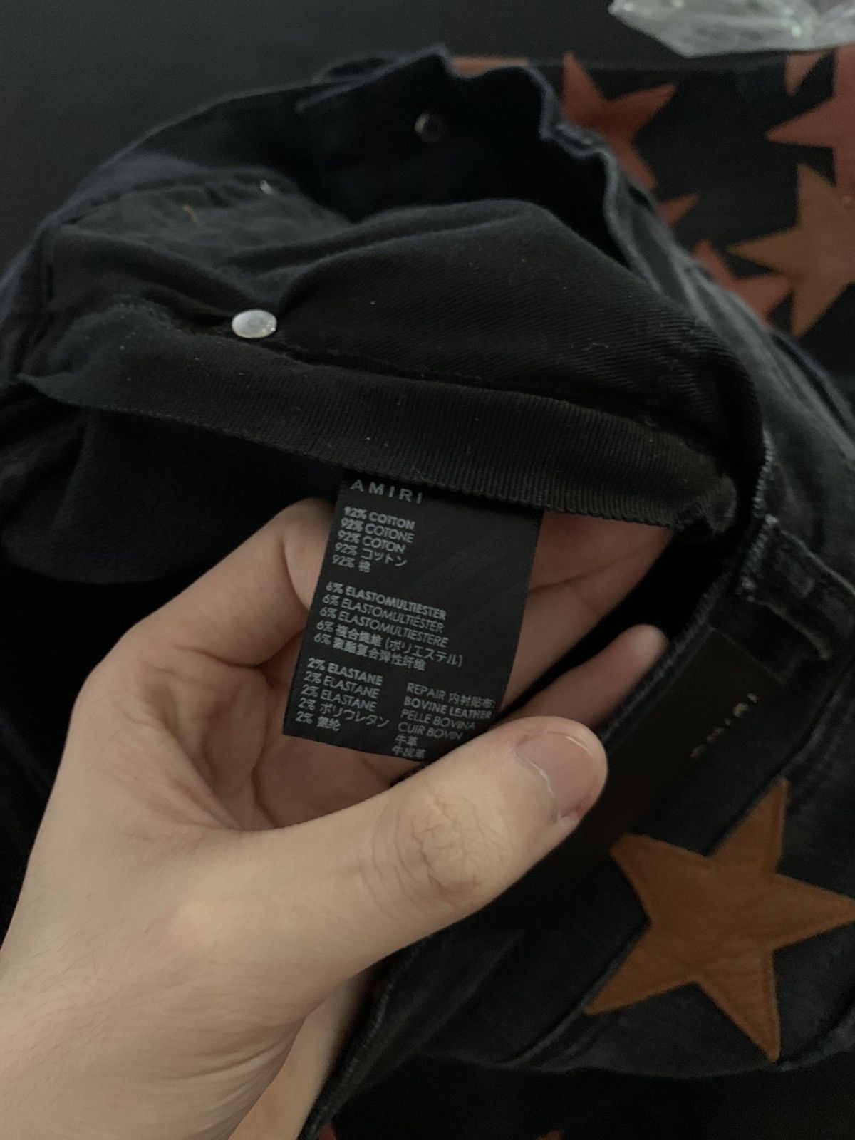 Amiri AMIRI Brown Leather Star Appliqué Chemist Jeans Size US 31 - 7 Thumbnail