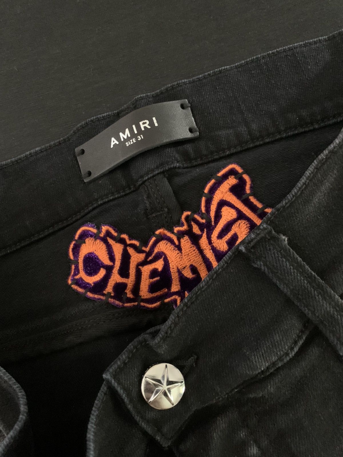 Amiri AMIRI Brown Leather Star Appliqué Chemist Jeans Size US 31 - 5 Thumbnail