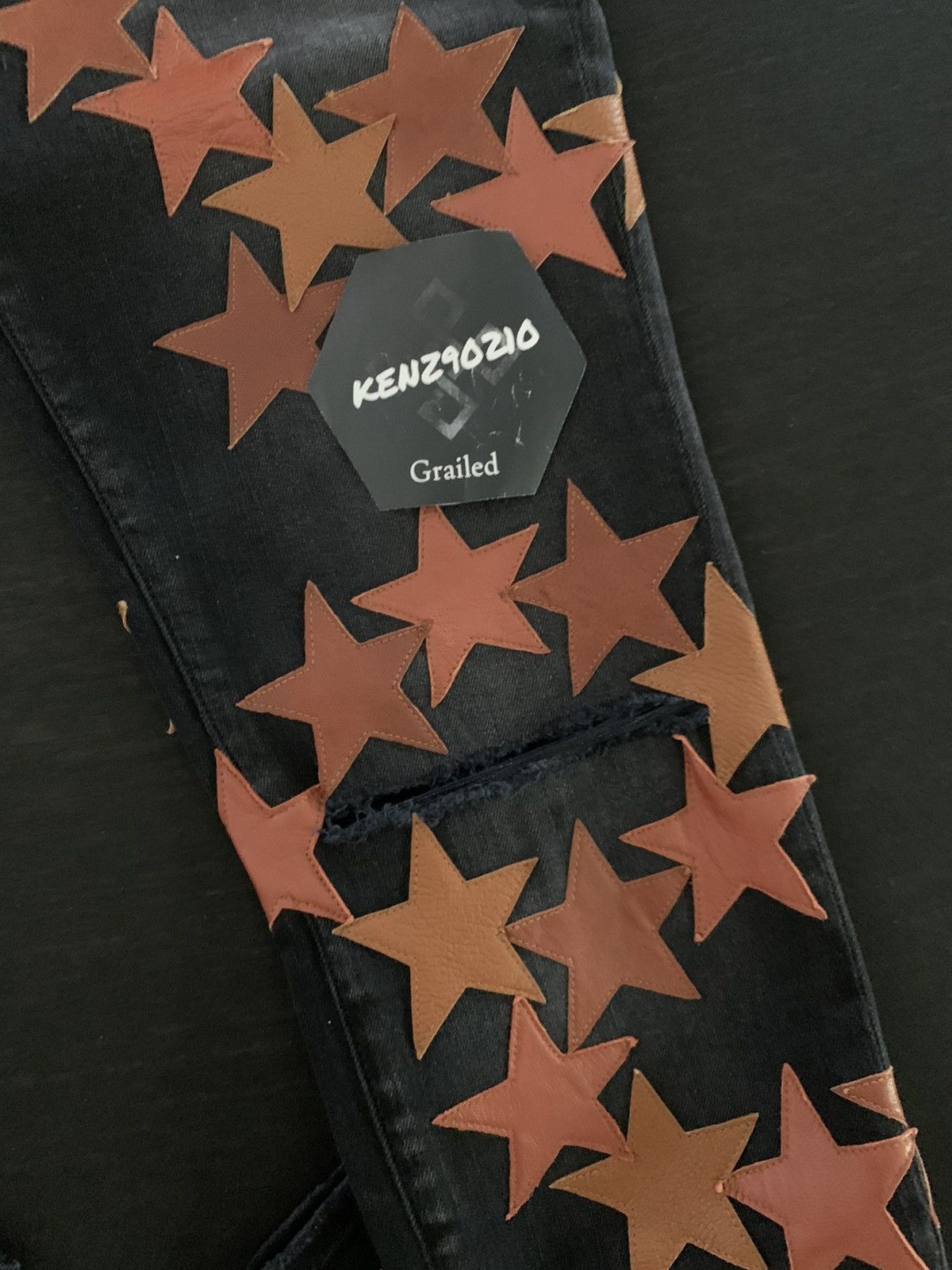 Amiri AMIRI Brown Leather Star Appliqué Chemist Jeans Size US 31 - 3 Thumbnail