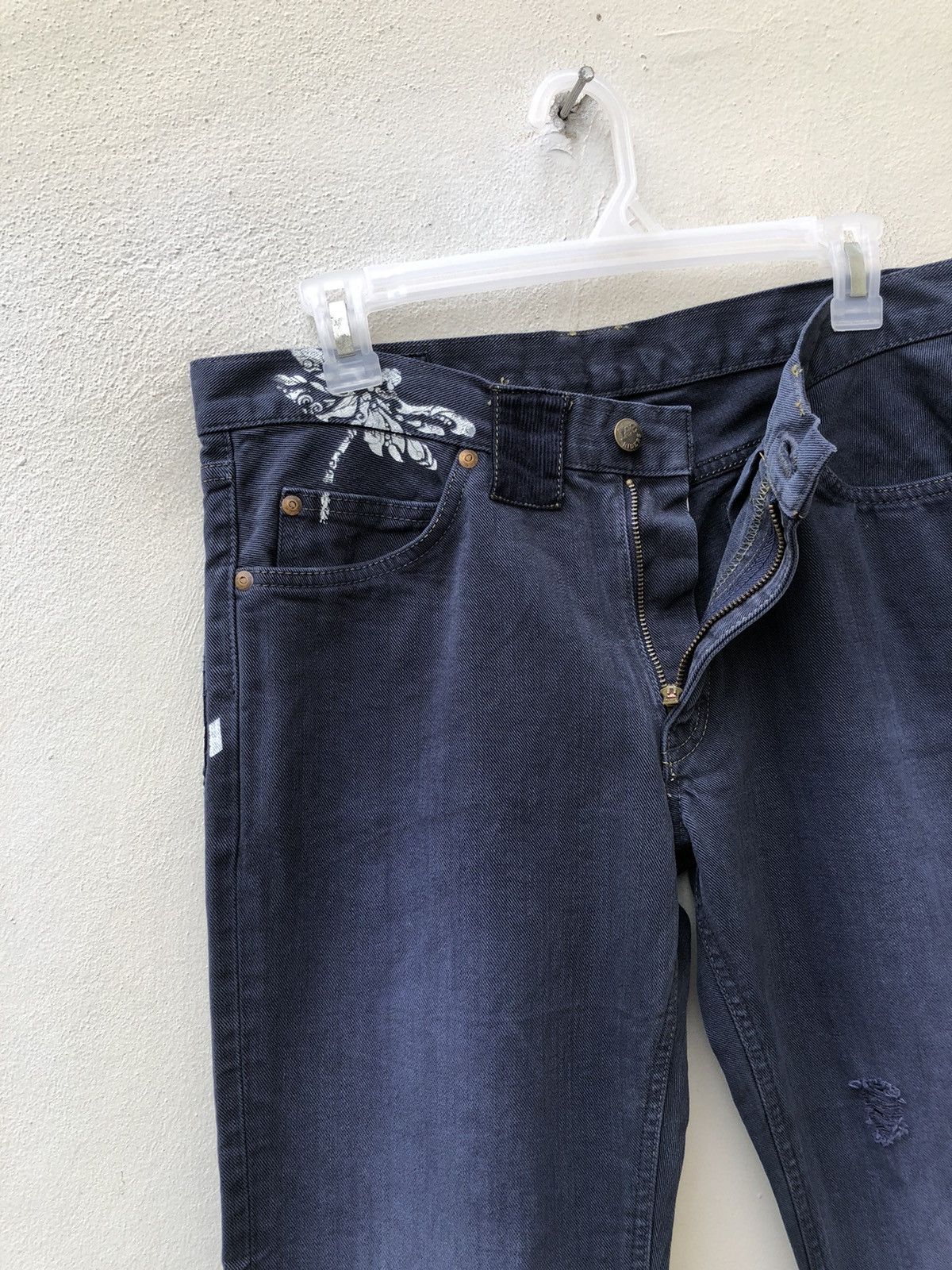 Lee AKIZ Japan X Lee Distressed Indigo Denim Flare Pant Size US 31 - 8 Thumbnail