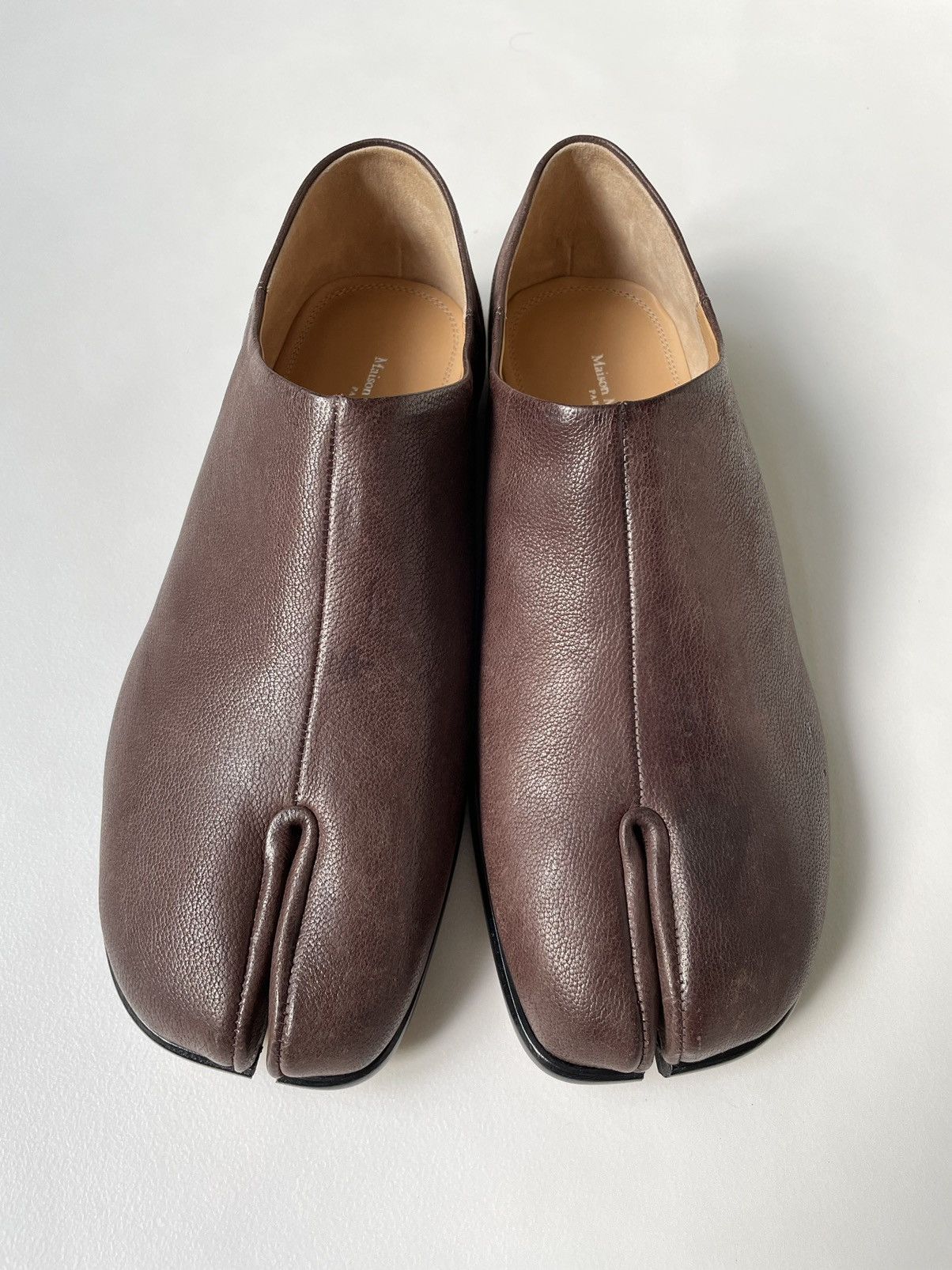 Pre-owned Maison Margiela Dark Brown Leather Tabi Loafers