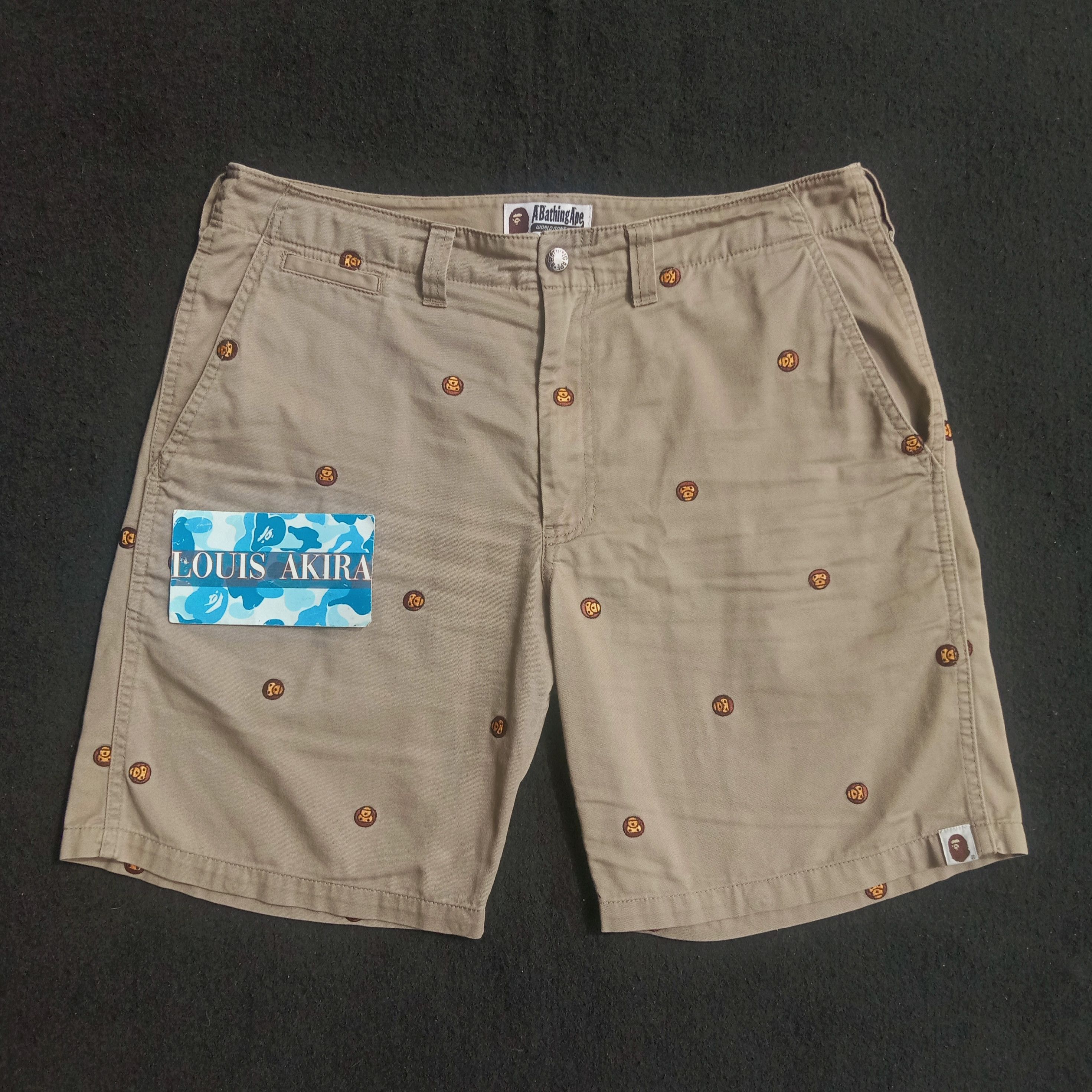 Bape 2012 Baby Milo Multi Embroidery Chino Shorts Size US 33 - 1 Thumbnail