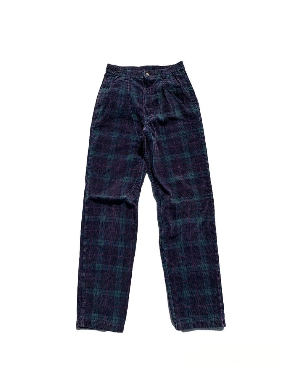 Pre-owned Ships Japan Vintage Ships Corduroy Velvet Tartan Plaid Check Pants In Purple