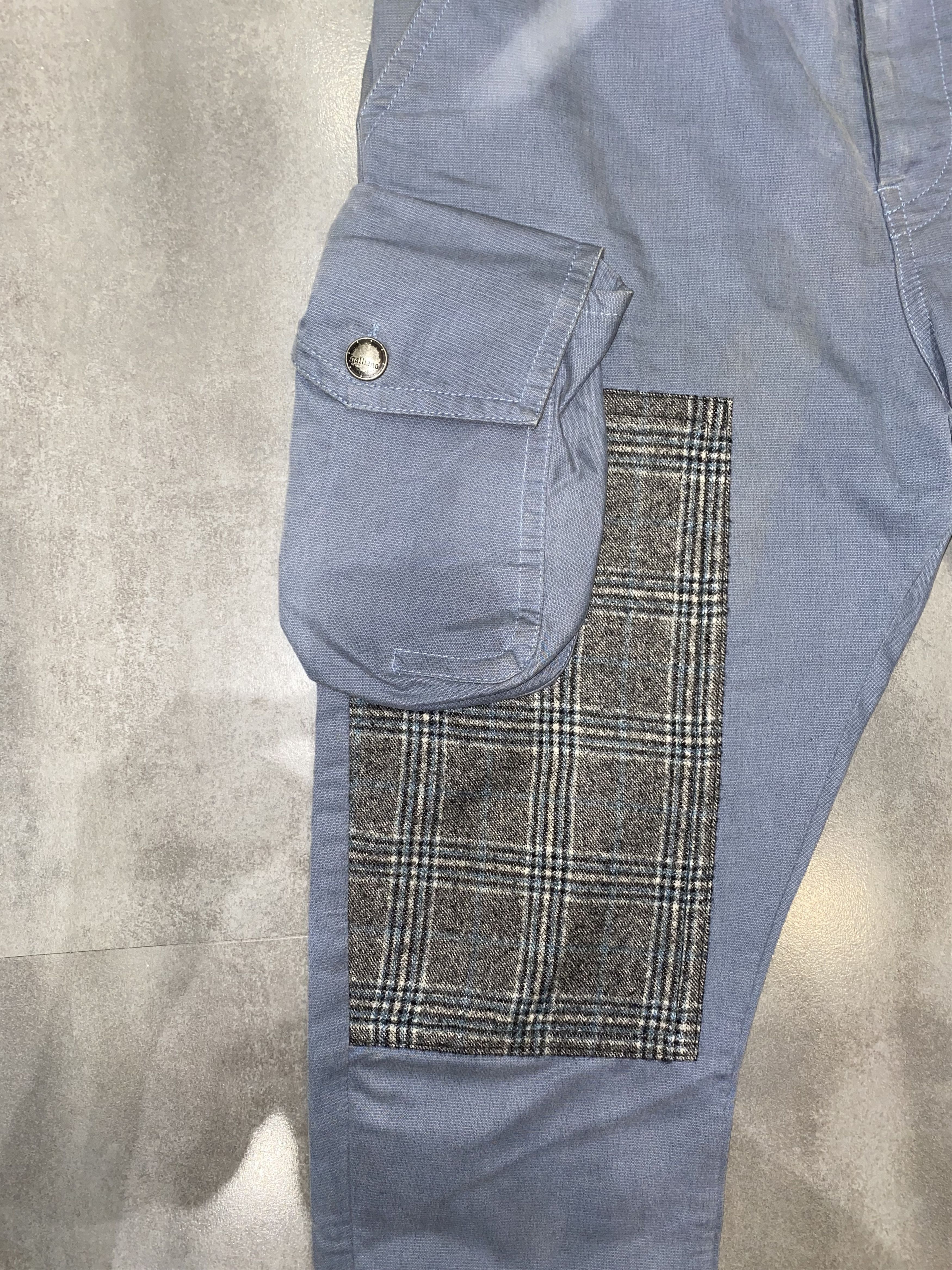 Galliano 3D Pockets Wool Navy Cargo Pants