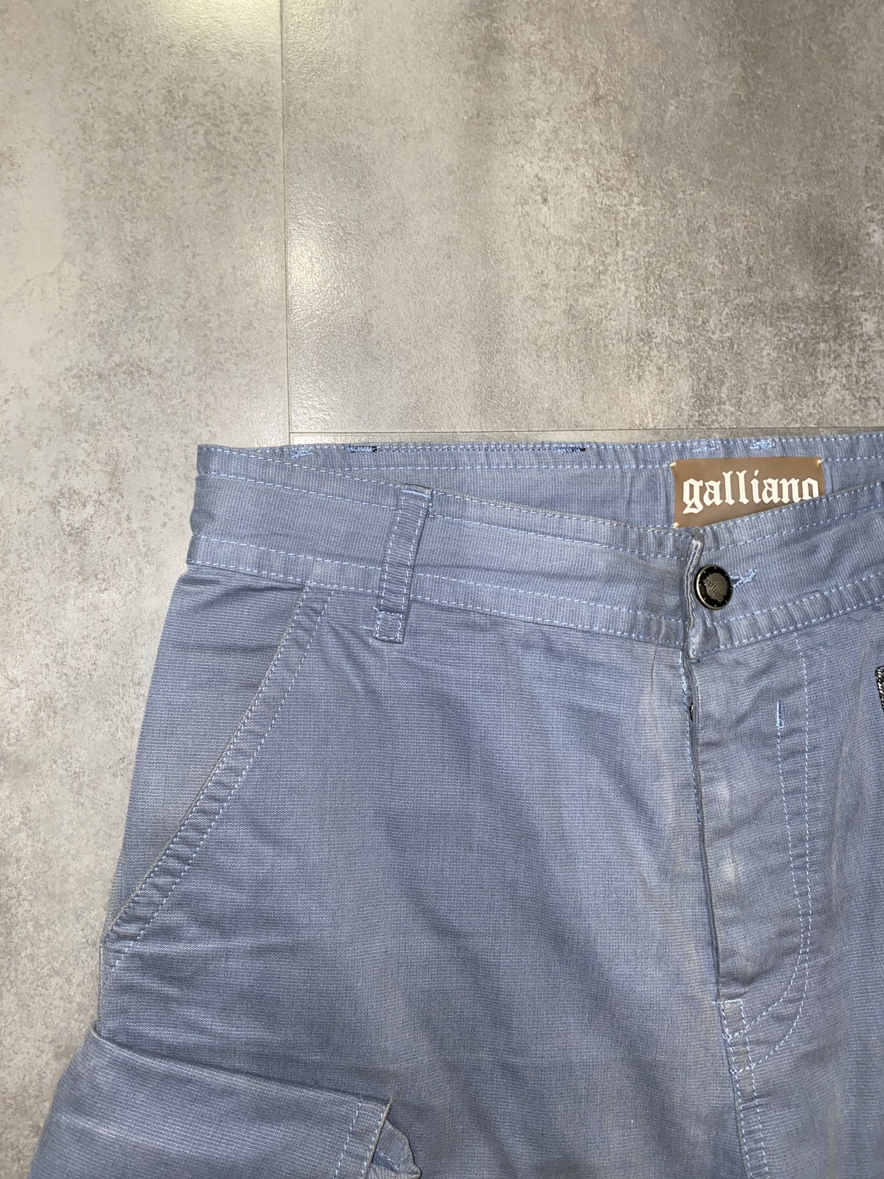 Galliano 3D Pockets Wool Navy Cargo Pants