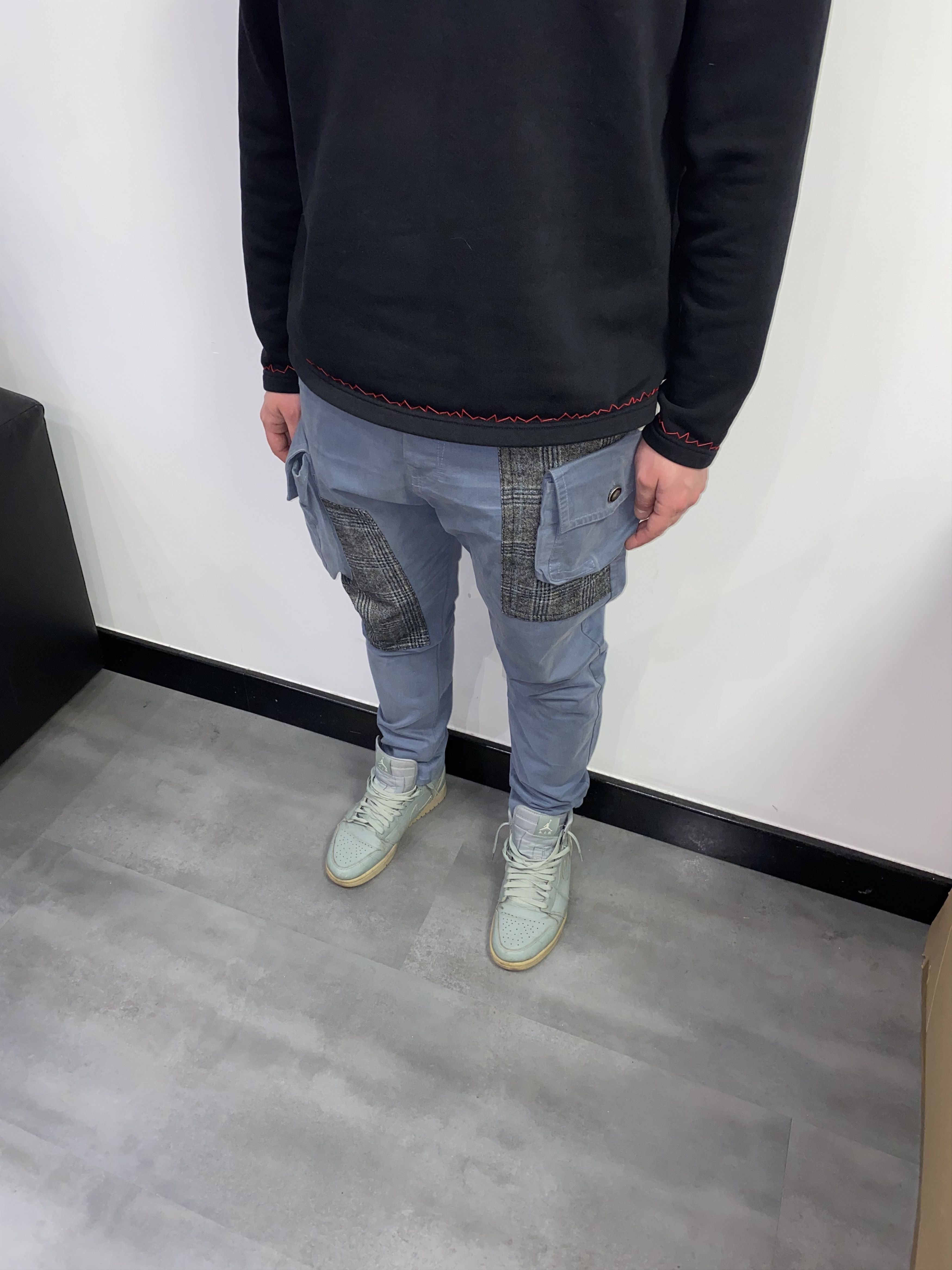 Galliano 3D Pockets Wool Navy Cargo Pants