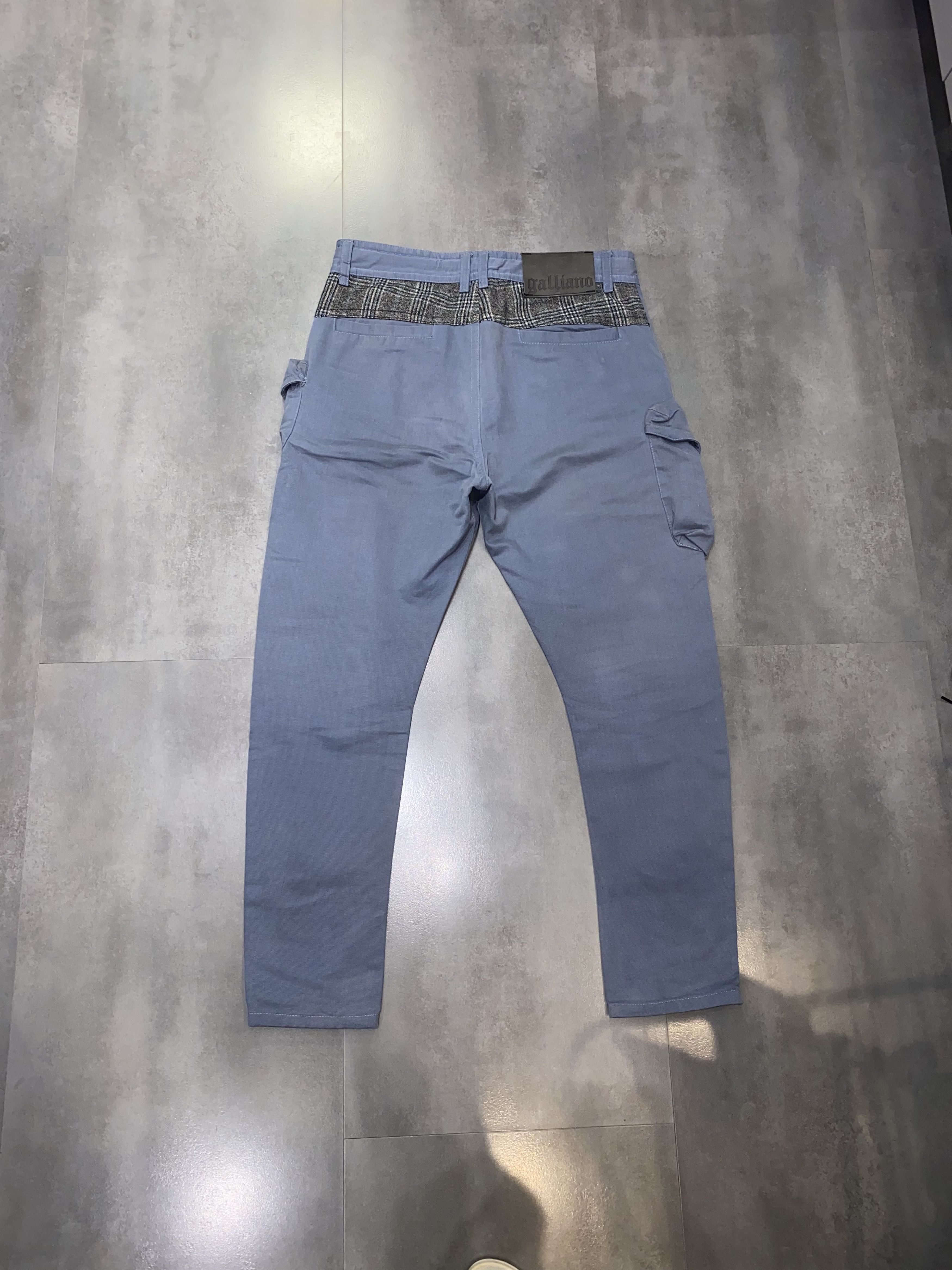 Galliano 3D Pockets Wool Navy Cargo Pants