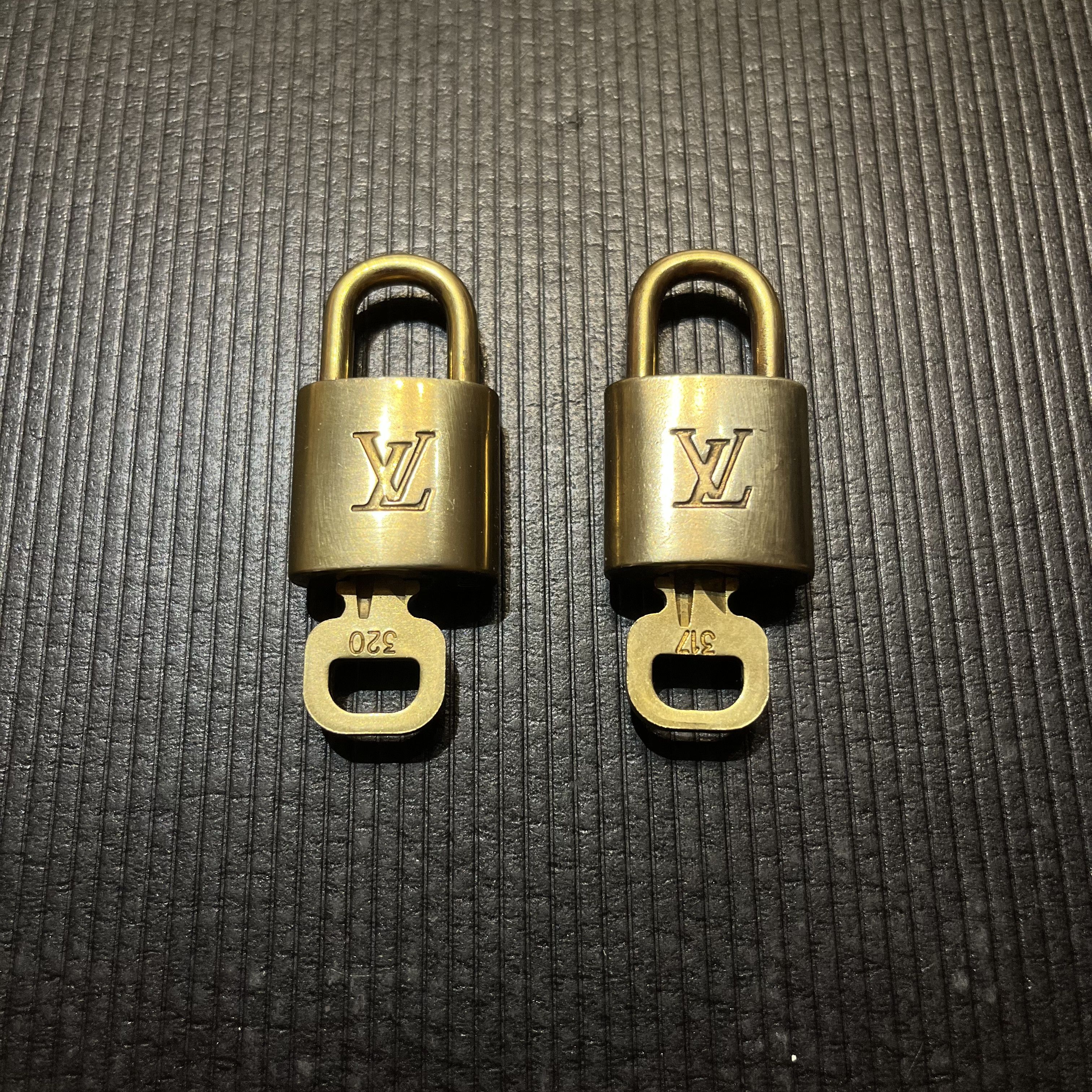 Authentic Louis Vuitton Gold Brass Lock and Key Set 317 