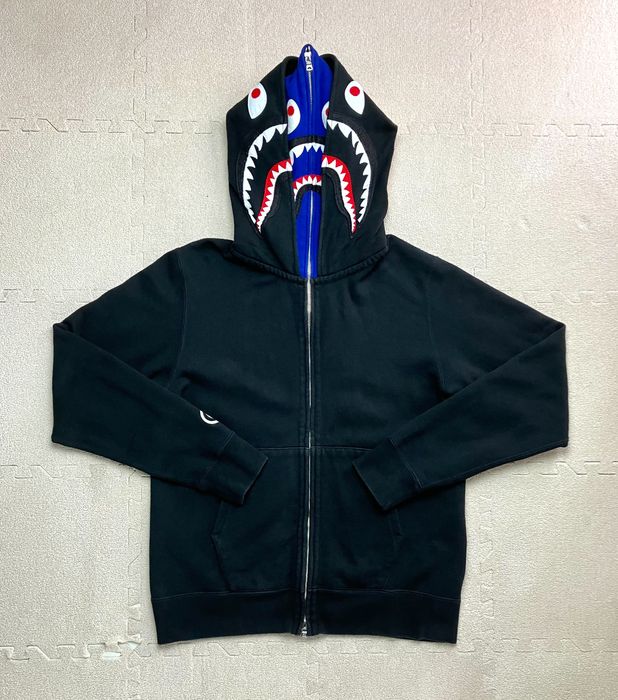 Bape Bape Black Blue Double Shark Full Zip Hoodie Size M From JP