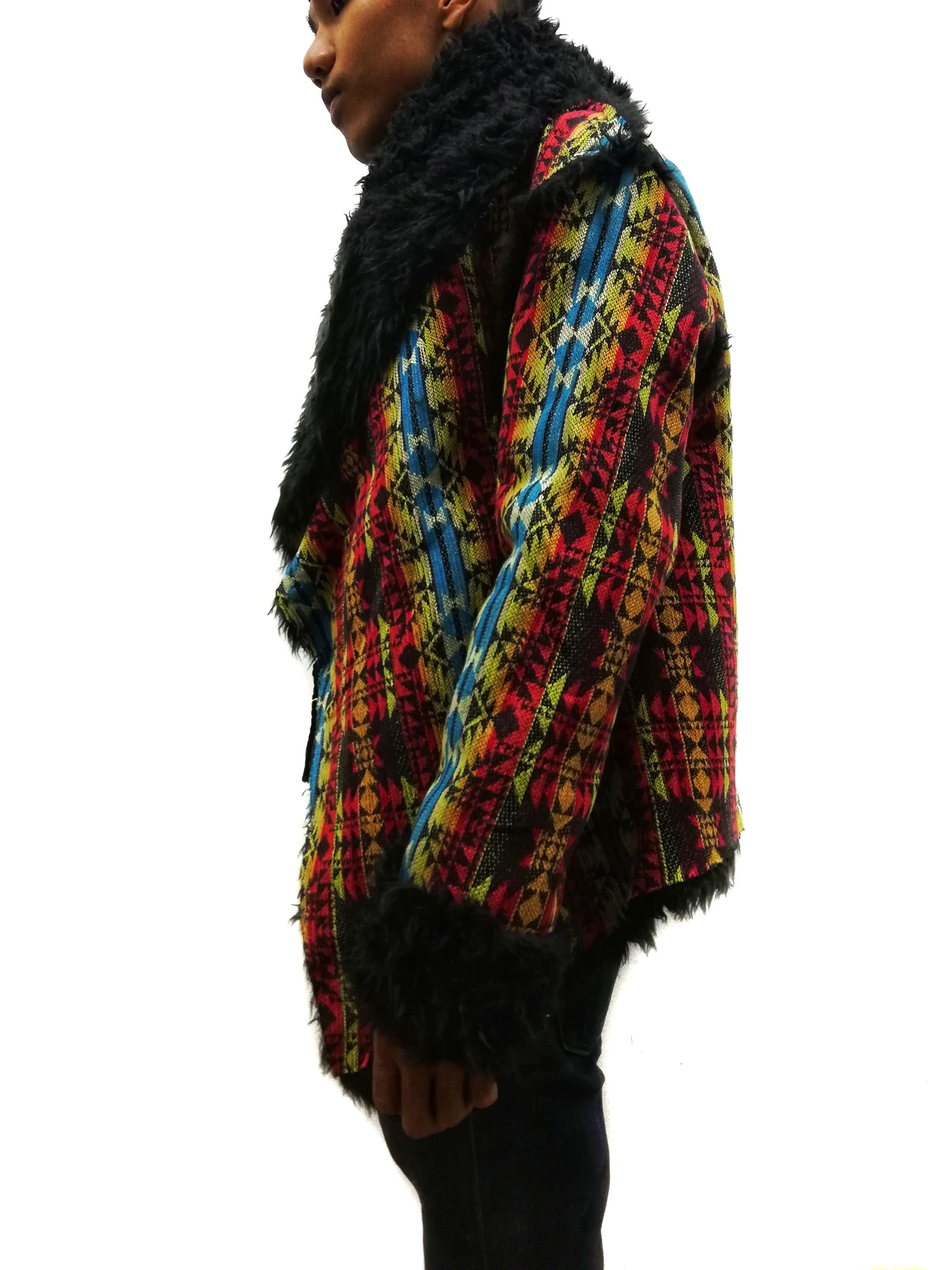 Art Comes First × Native × UNIF 🔥Rare Designer UNIF Shearling Native Multicolour Jacket🔥 Size US S / EU 44-46 / 1 - 9 Thumbnail