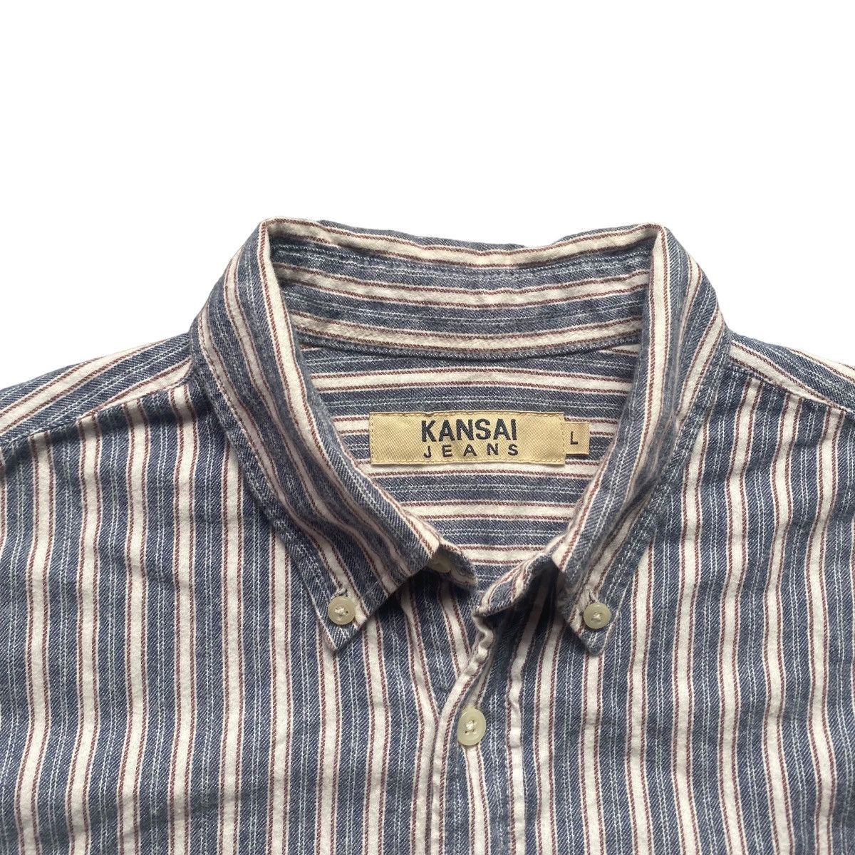Kansai Yamamoto Kansai Jeans cotton stripes shirt Size US L / EU 52-54 / 3 - 3 Thumbnail