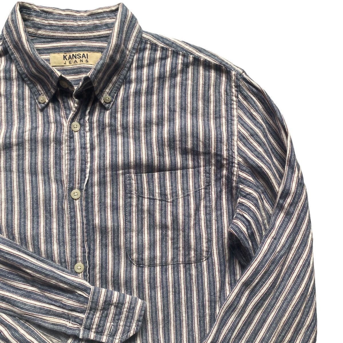 Kansai Yamamoto Kansai Jeans cotton stripes shirt Size US L / EU 52-54 / 3 - 2 Thumbnail