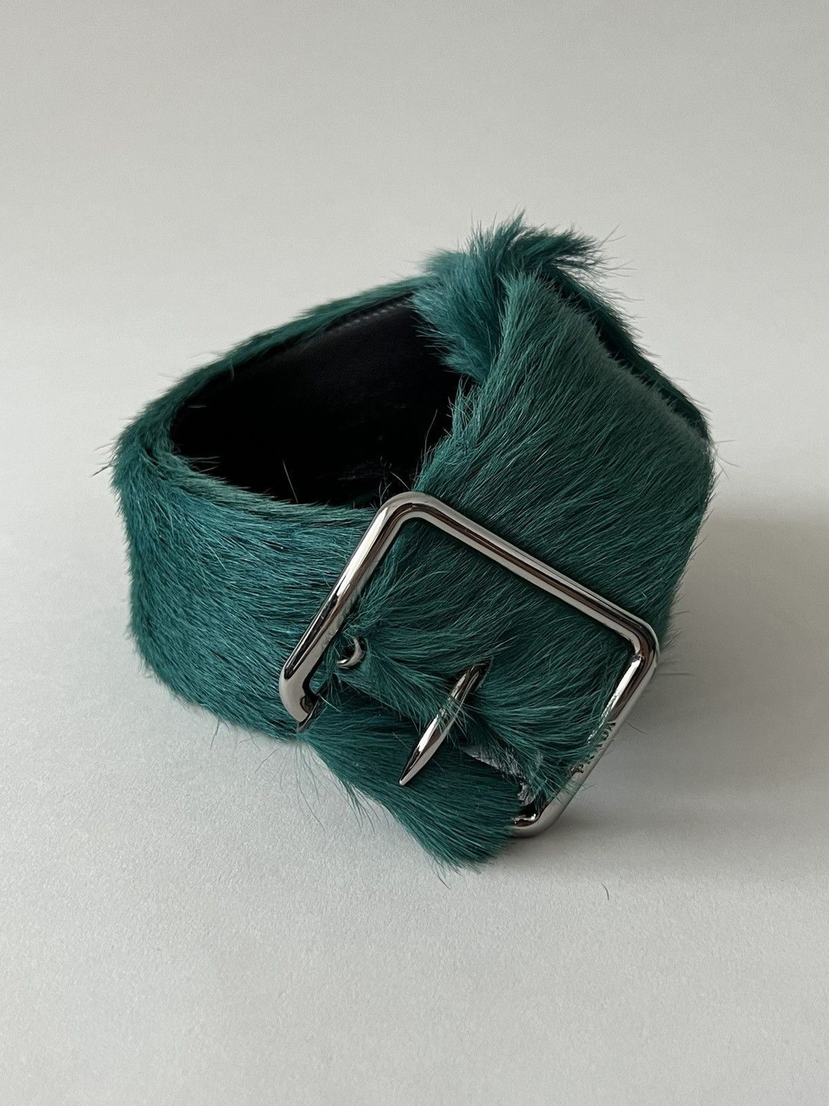 Prada Green Fur Belt AW17