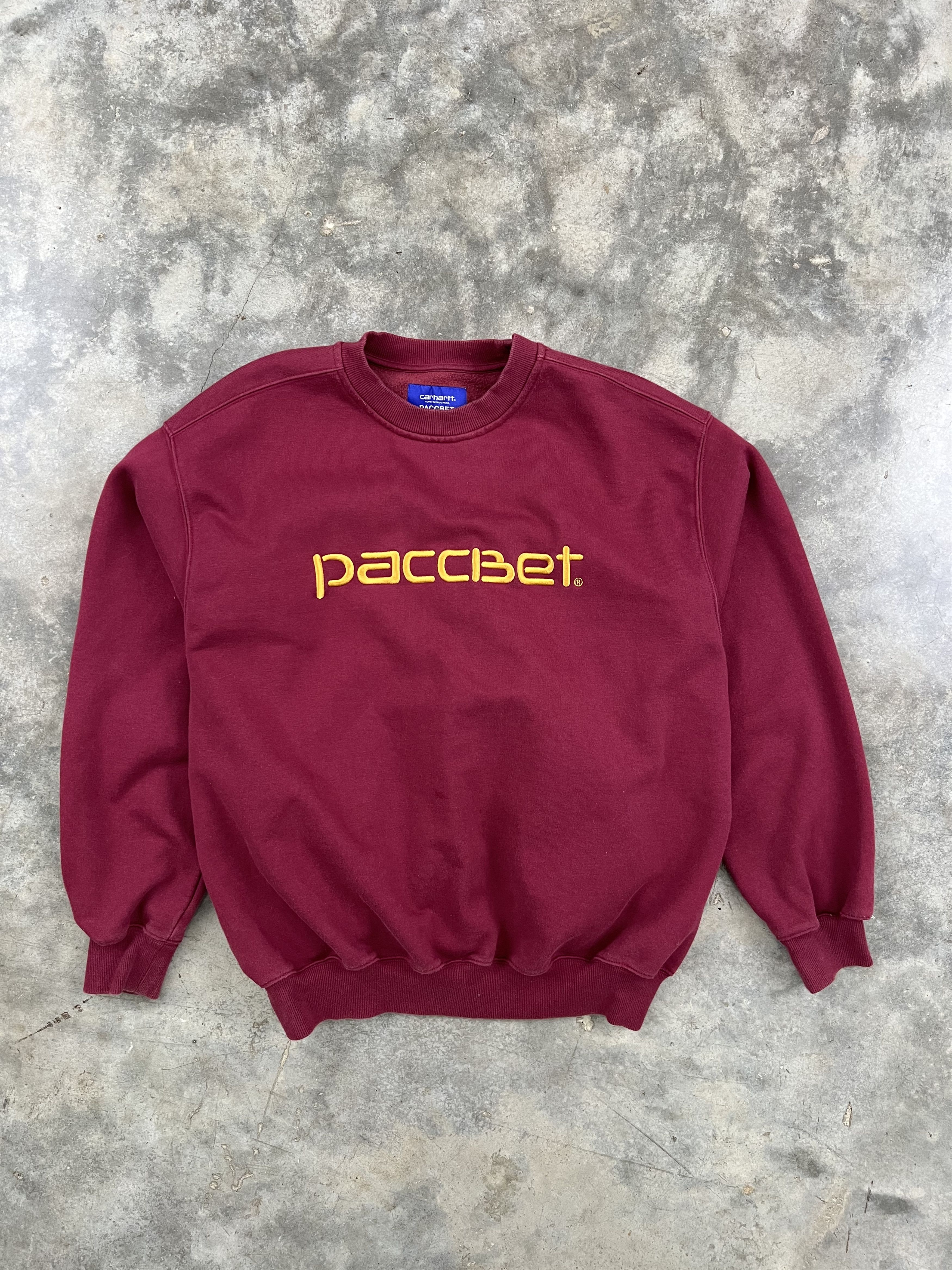 image of Carhartt Wip x Gosha Rubchinskiy Carhartt W.i.p X Paccbet Burgundy Embroidered Sweatshirt (Size Med
