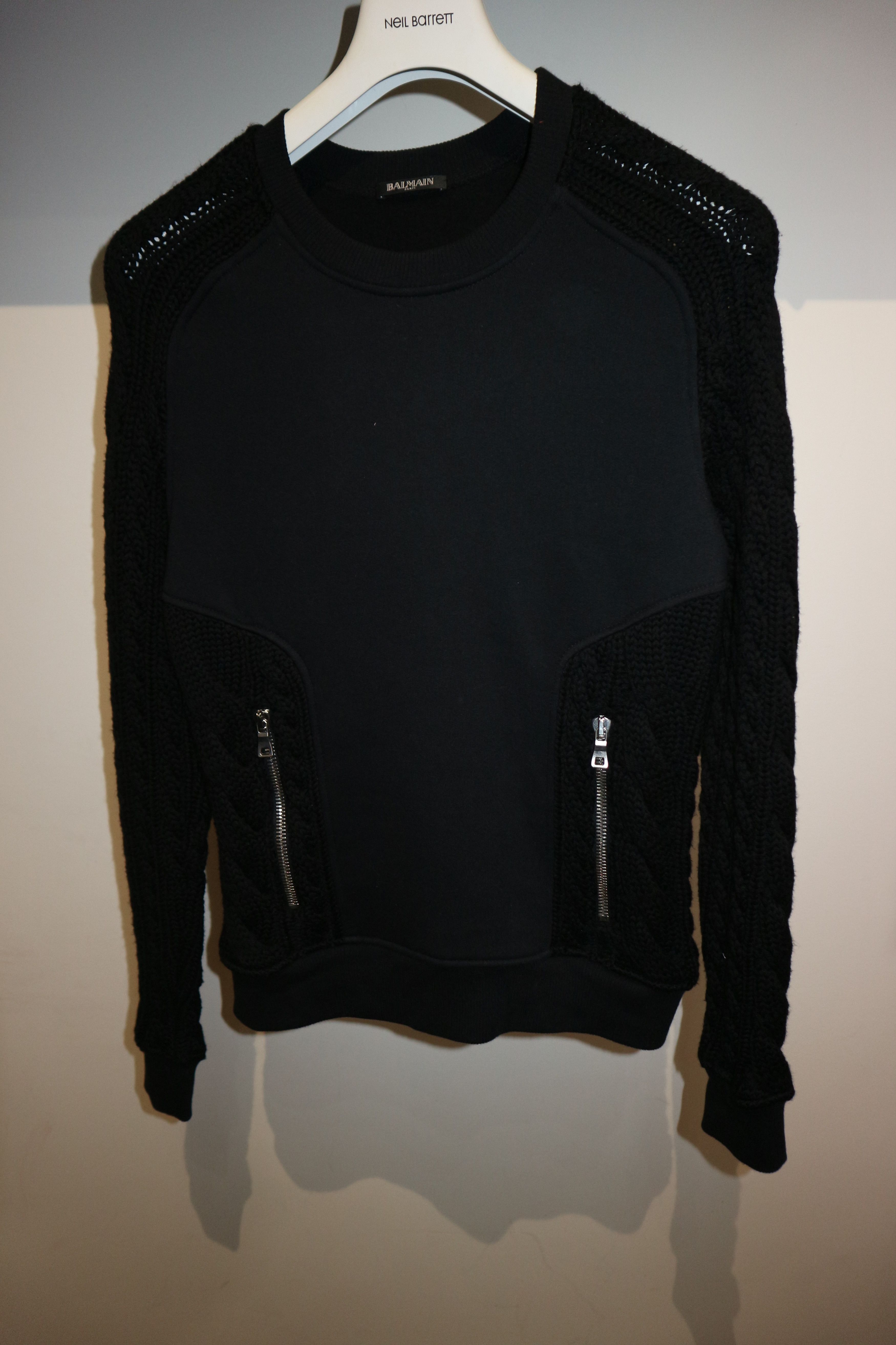 Balmain cable knit jersey sweatshirt Size US M / EU 48-50 / 2 - 1 Thumbnail