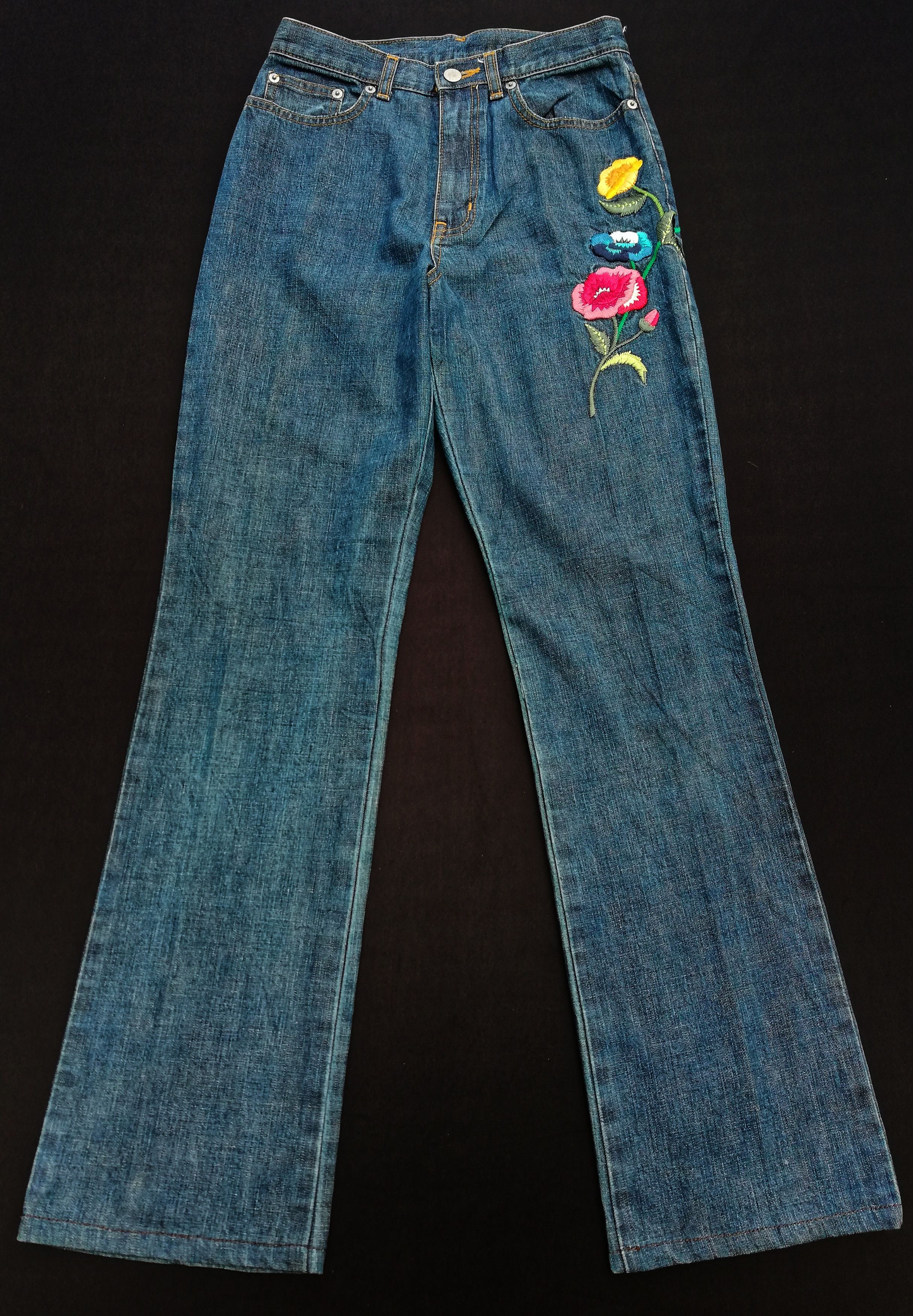Kenzo 🔥Very Rare Kenzo Jeans Denim Pants Floral Detailing🔥 Size US 27 - 2 Thumbnail