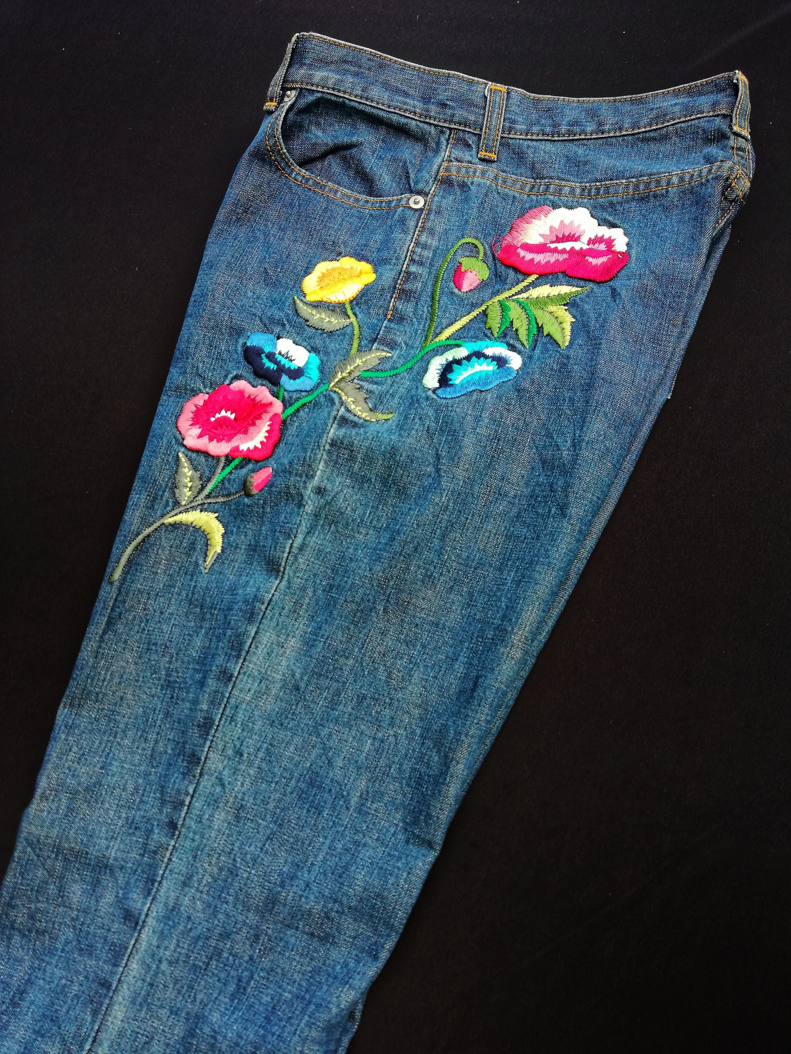 Kenzo 🔥Very Rare Kenzo Jeans Denim Pants Floral Detailing🔥 Size US 27 - 7 Thumbnail