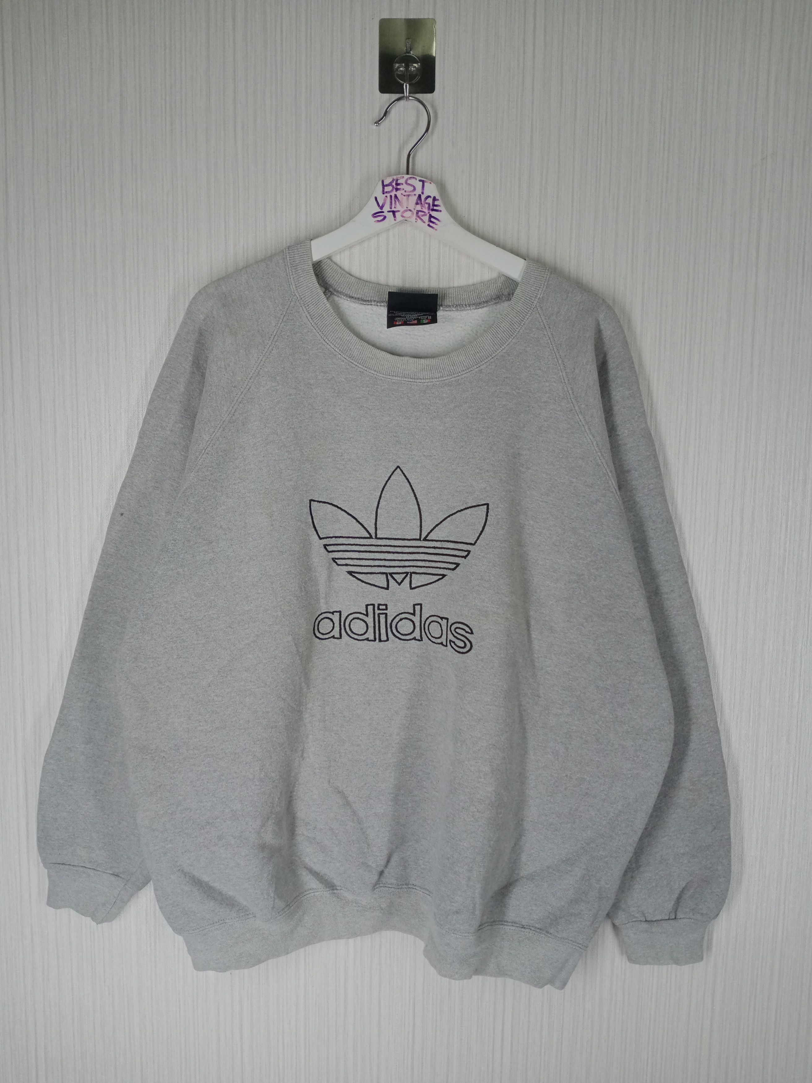 Adidas Vintage 90s Adidas Trefoil Embroidery Big Logo Sweatshirt Size US XL / EU 56 / 4 - 1 Thumbnail