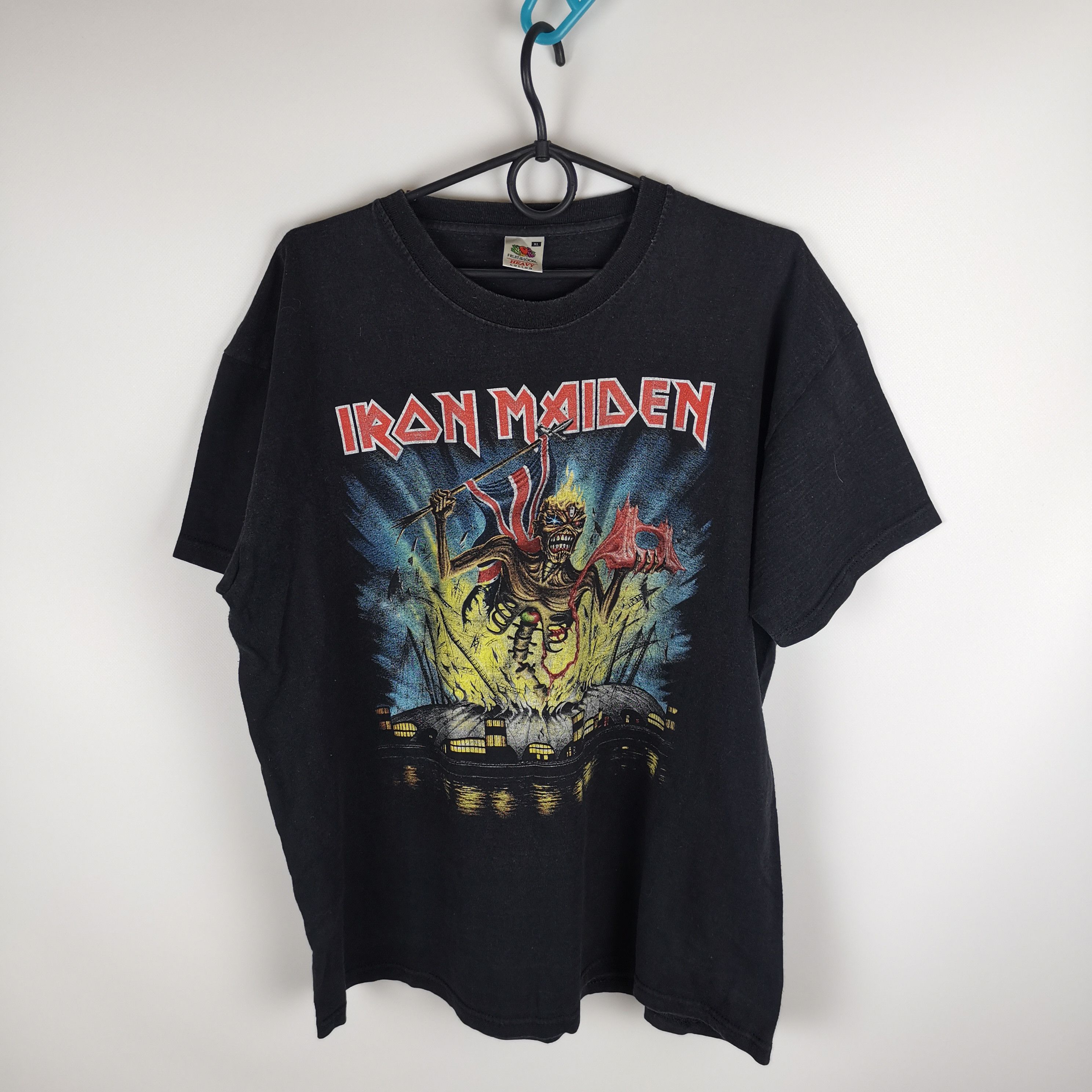 image of Band Tees x Fruit Of The Loom Iron Maiden England 2013 Tour London Band Tee in Black (Size XL)