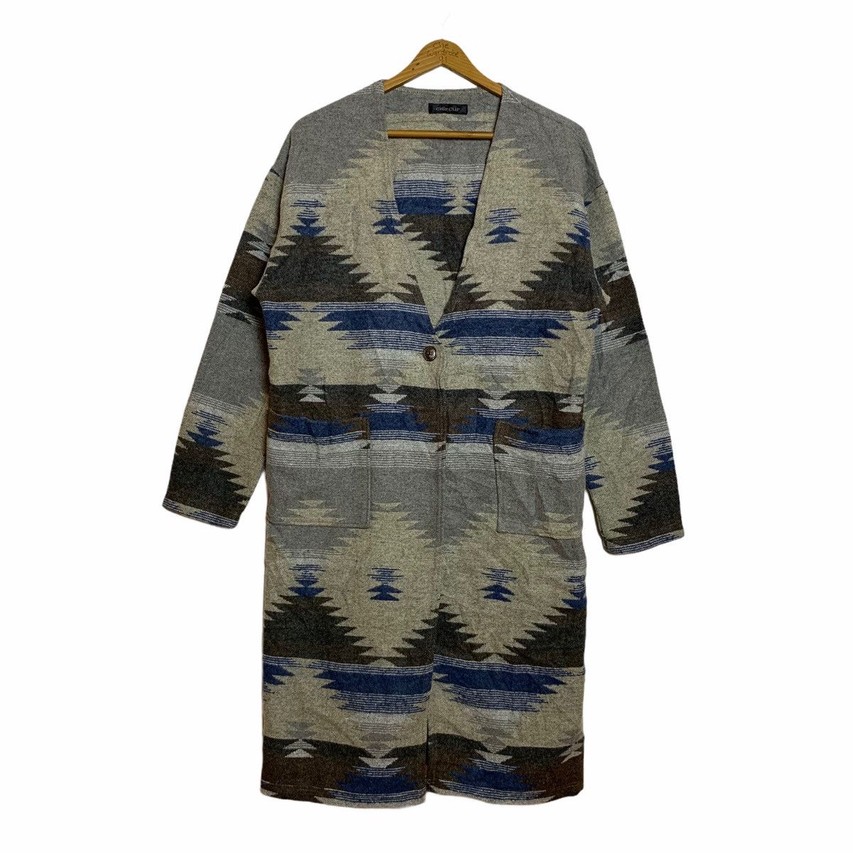 image of Japan Chip Clip Navajo Long Cardigan in Grey, Men's (Size Large)