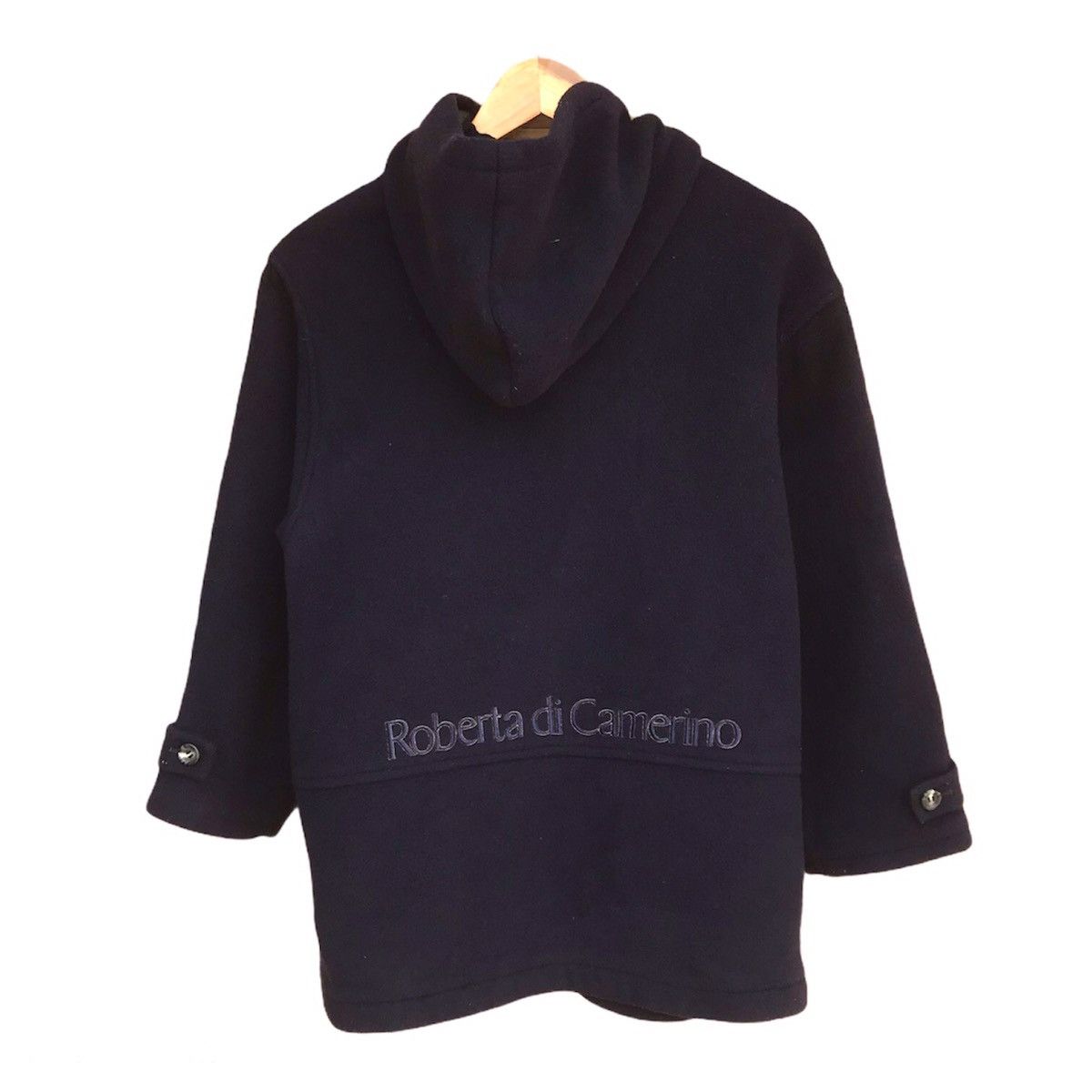 image of Roberta Di Camerino Wool Hoodie Jacket in Blue Black, Men's (Size Medium)