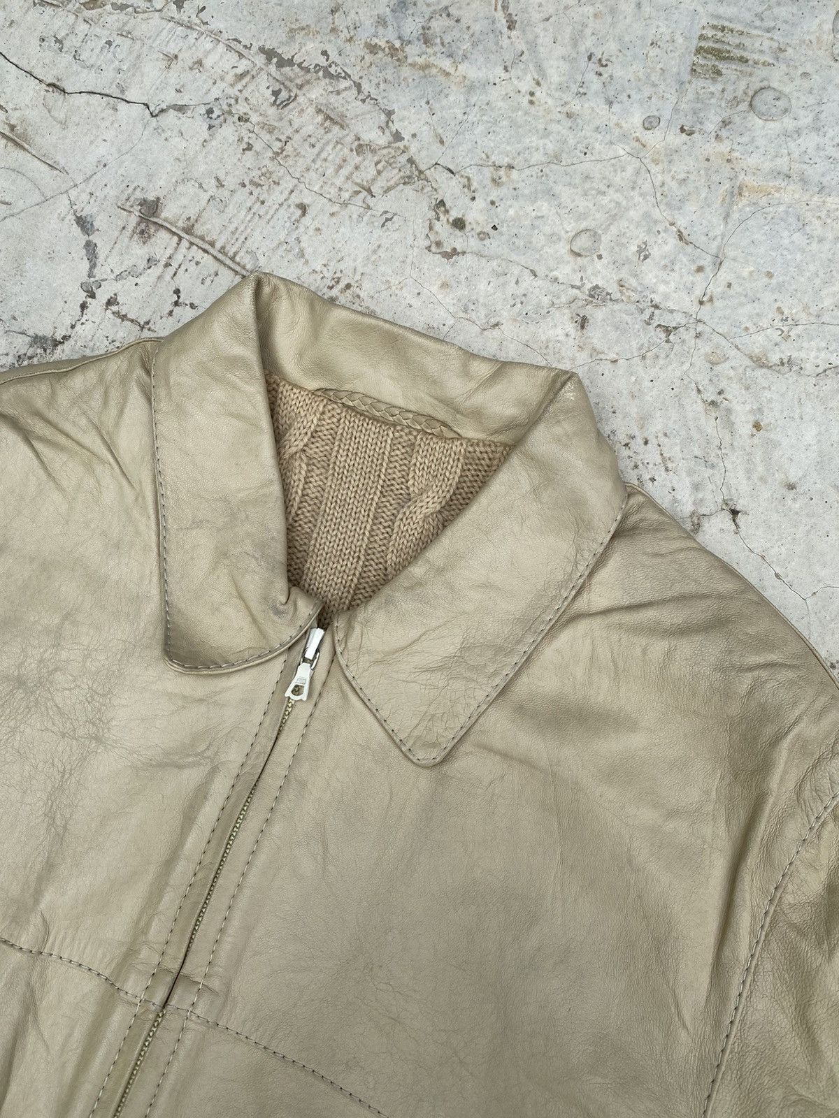 Vintage Vintage Andre Ghekiere Leather Jacket Knit Lined Size US S / EU 44-46 / 1 - 7 Thumbnail