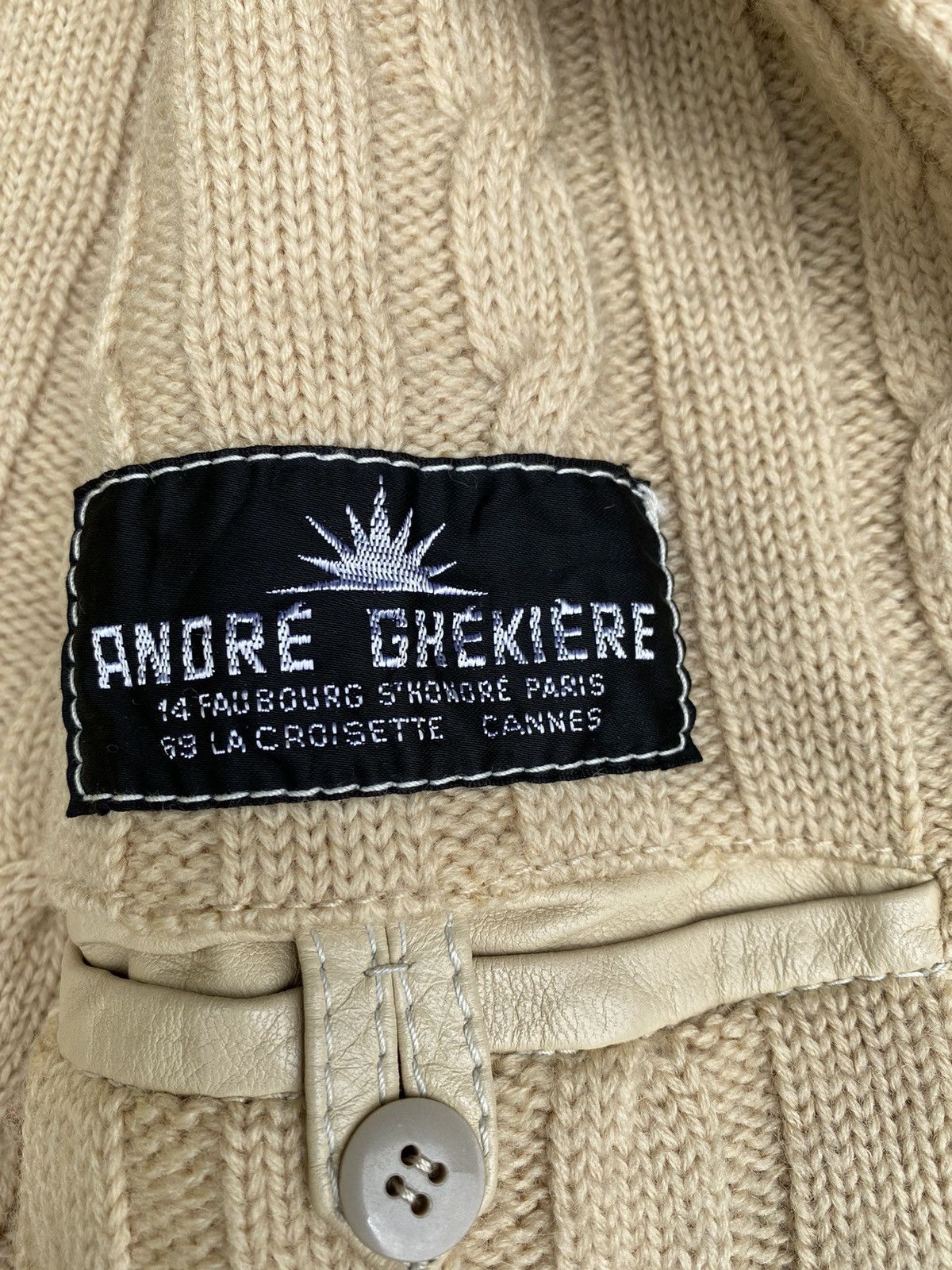 Vintage Vintage Andre Ghekiere Leather Jacket Knit Lined Size US S / EU 44-46 / 1 - 10 Thumbnail