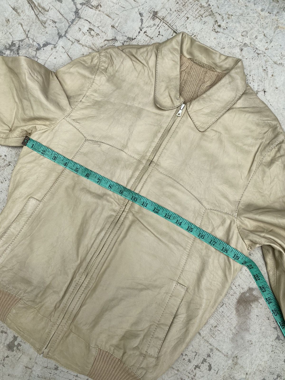 Vintage Vintage Andre Ghekiere Leather Jacket Knit Lined Size US S / EU 44-46 / 1 - 14 Thumbnail