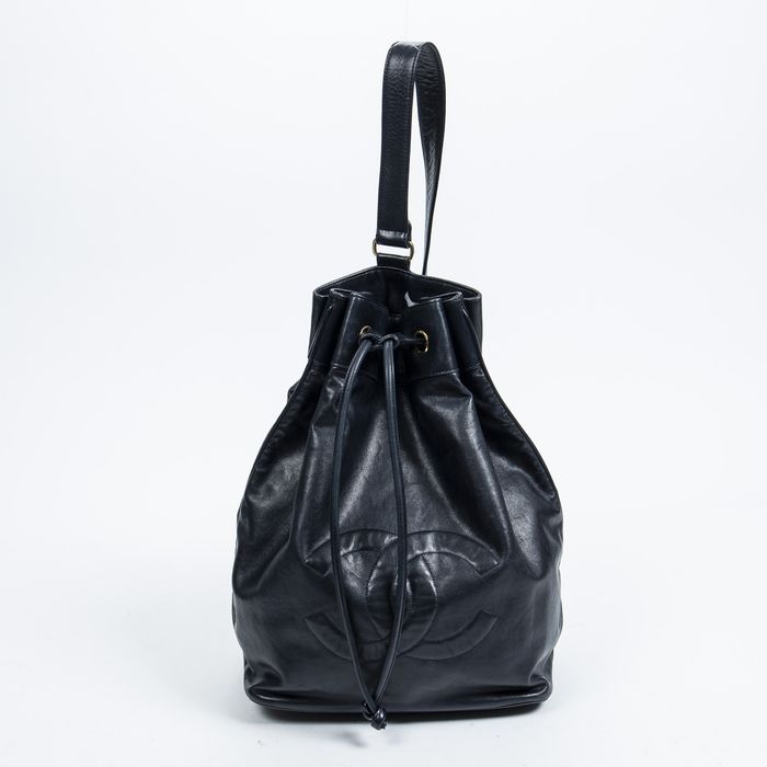 Chanel Vintage CC One Shoulder Backpack in Navy Lambskin Leather