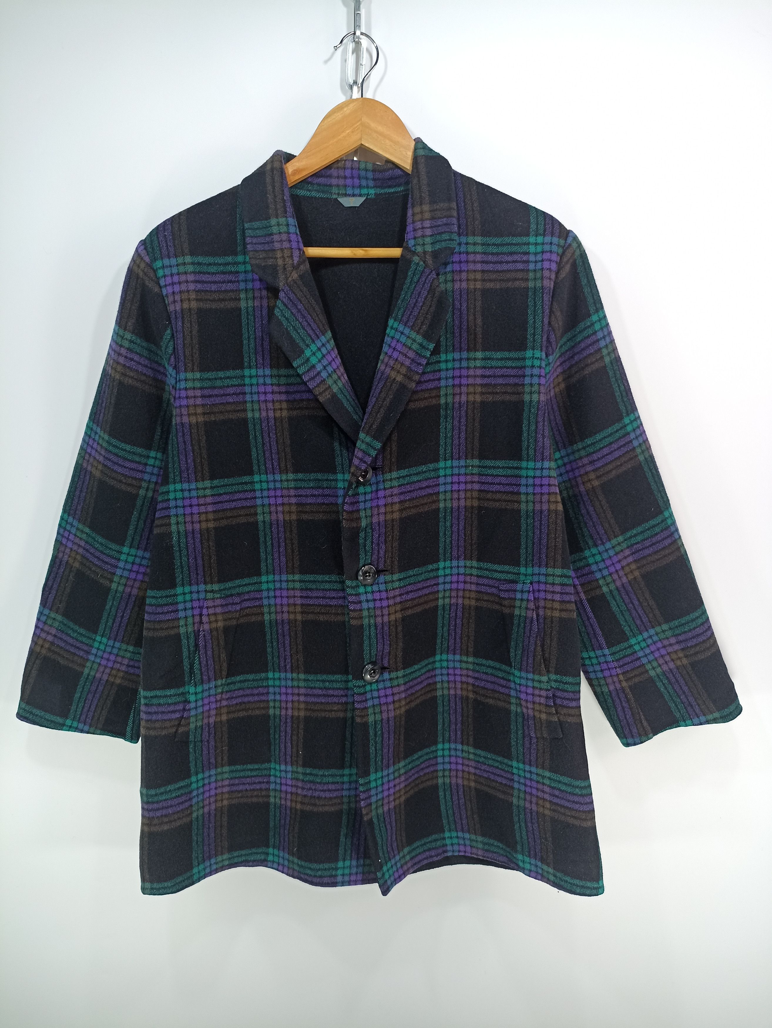 Designer × Japanese Brand × Vintage Vintage Tresor Homme Wool Plaid Tartan Coat Size US S / EU 44-46 / 1 - 1 Thumbnail