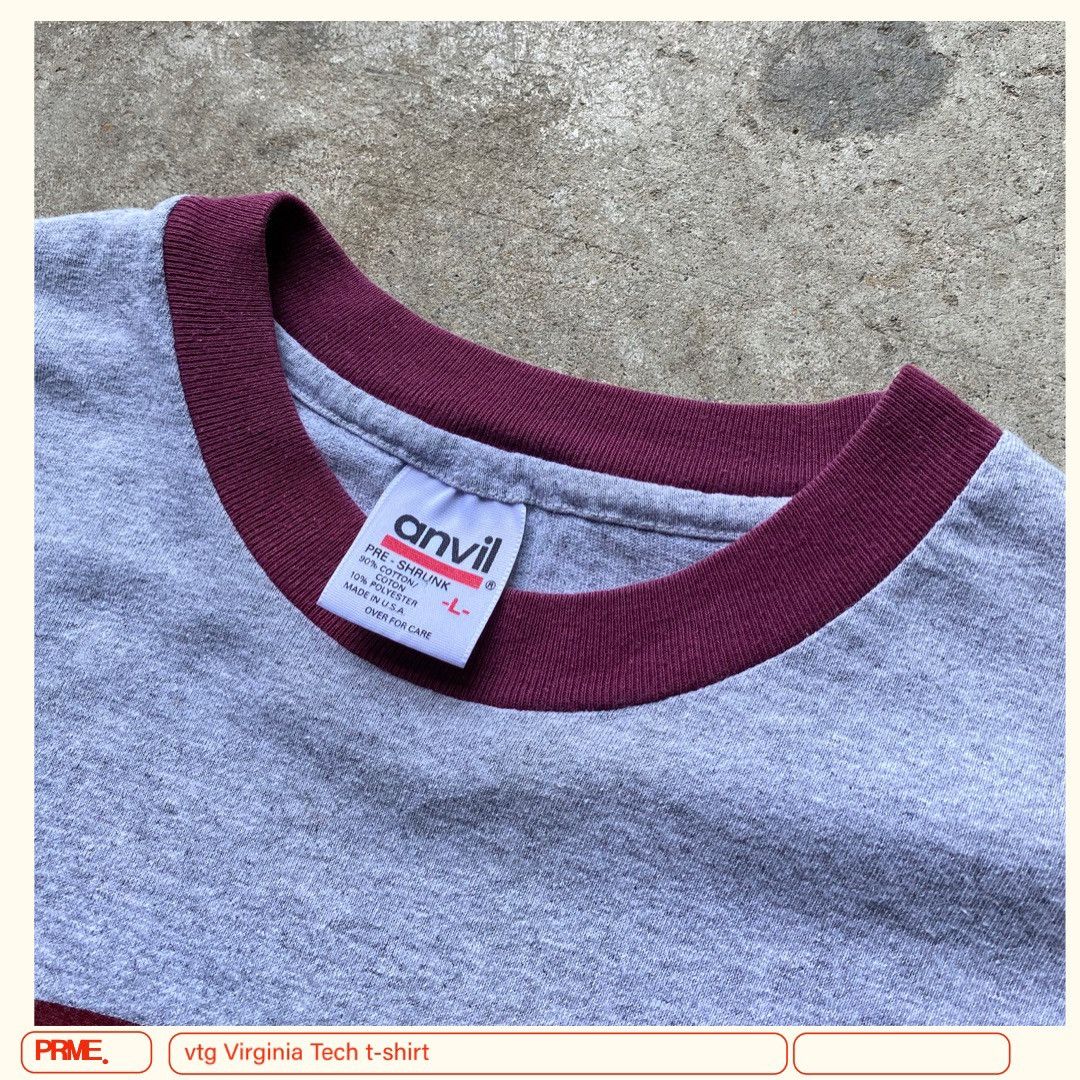 Anvil vintage 90s VIRGINIA TECH UNIVERSITY spellout t-shirt Size US L / EU 52-54 / 3 - 10 Thumbnail
