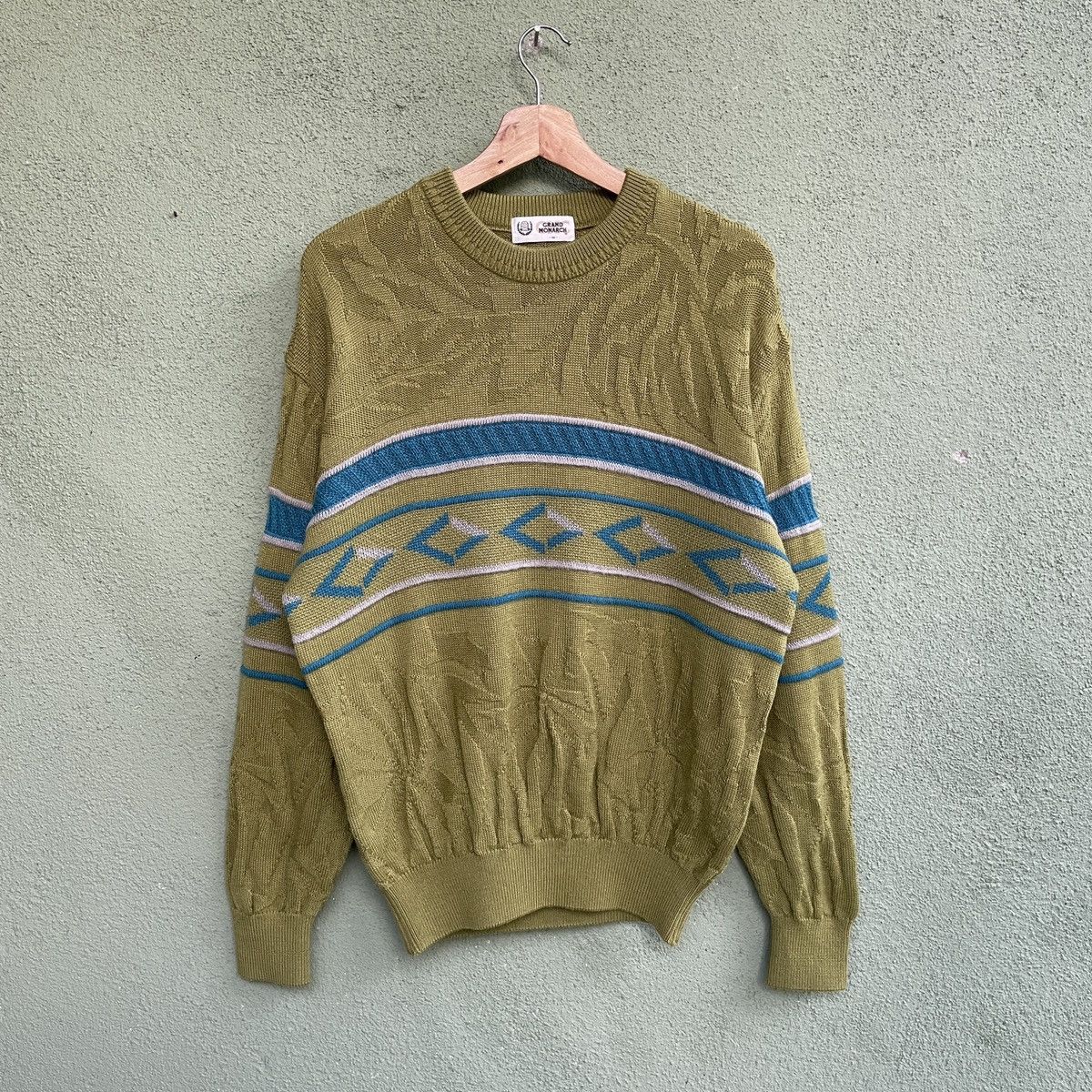 Japanese Brand Vintage GRAND MONARCH Rare Design Knitwear Sweater Jumper Size US L / EU 52-54 / 3 - 1 Thumbnail