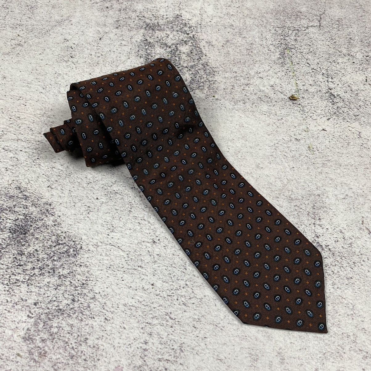 Ermenegildo Zegna Men’s Tie Pure Silk Brown Pattern