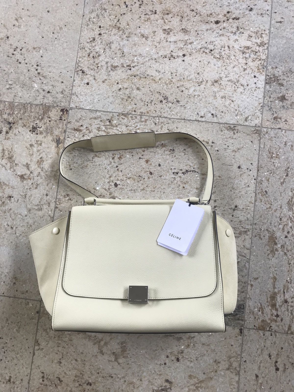 image of Celine Trapeze Light Yellow Back In Leather & Suede, Men's