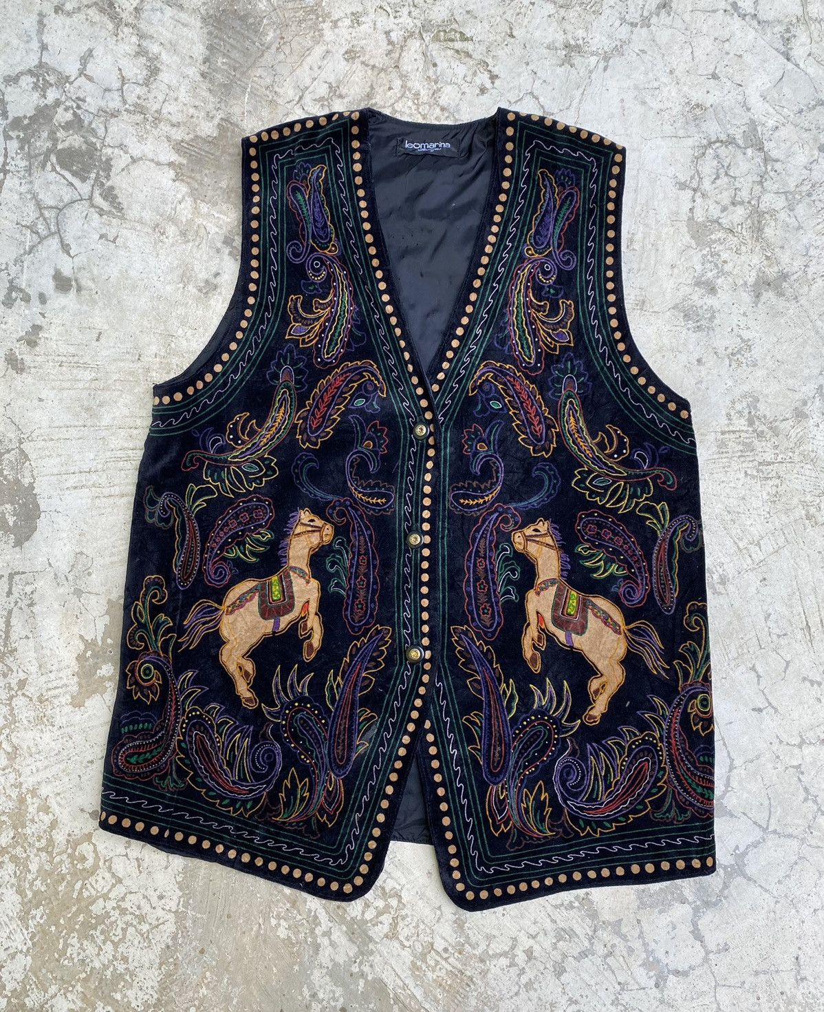 Designer × Japanese Brand × Vintage Leomarina Cardigan Embroidery Velveteen Vest Jacket Size US M / EU 48-50 / 2 - 1 Thumbnail