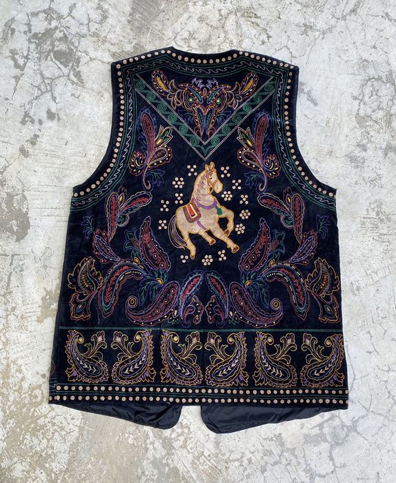 Vintage Leomarina Cardigan Embroidery Velveteen Vest Jacket | Grailed