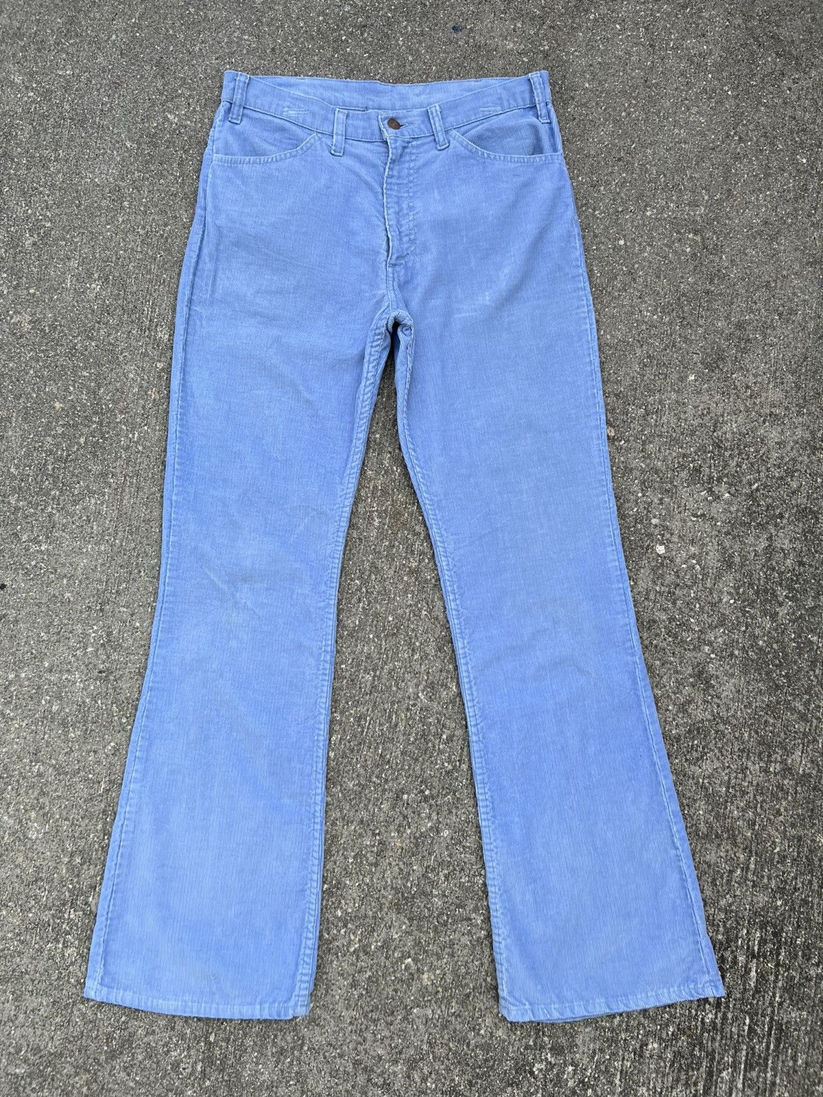 Levi's Vintage 70s Levi’s 646 Fade Light Blue Corduroy Flare Jeans Size US 33 - 1 Thumbnail