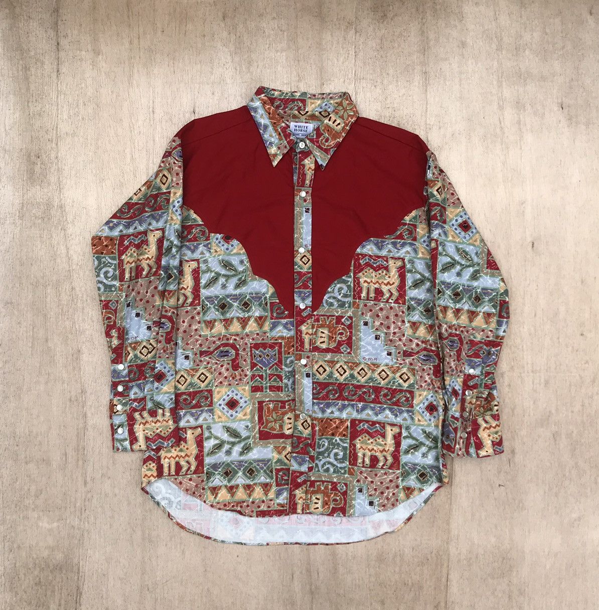 Japanese Brand White horse art multicolor western pearlsnap buttom Size US L / EU 52-54 / 3 - 1 Thumbnail