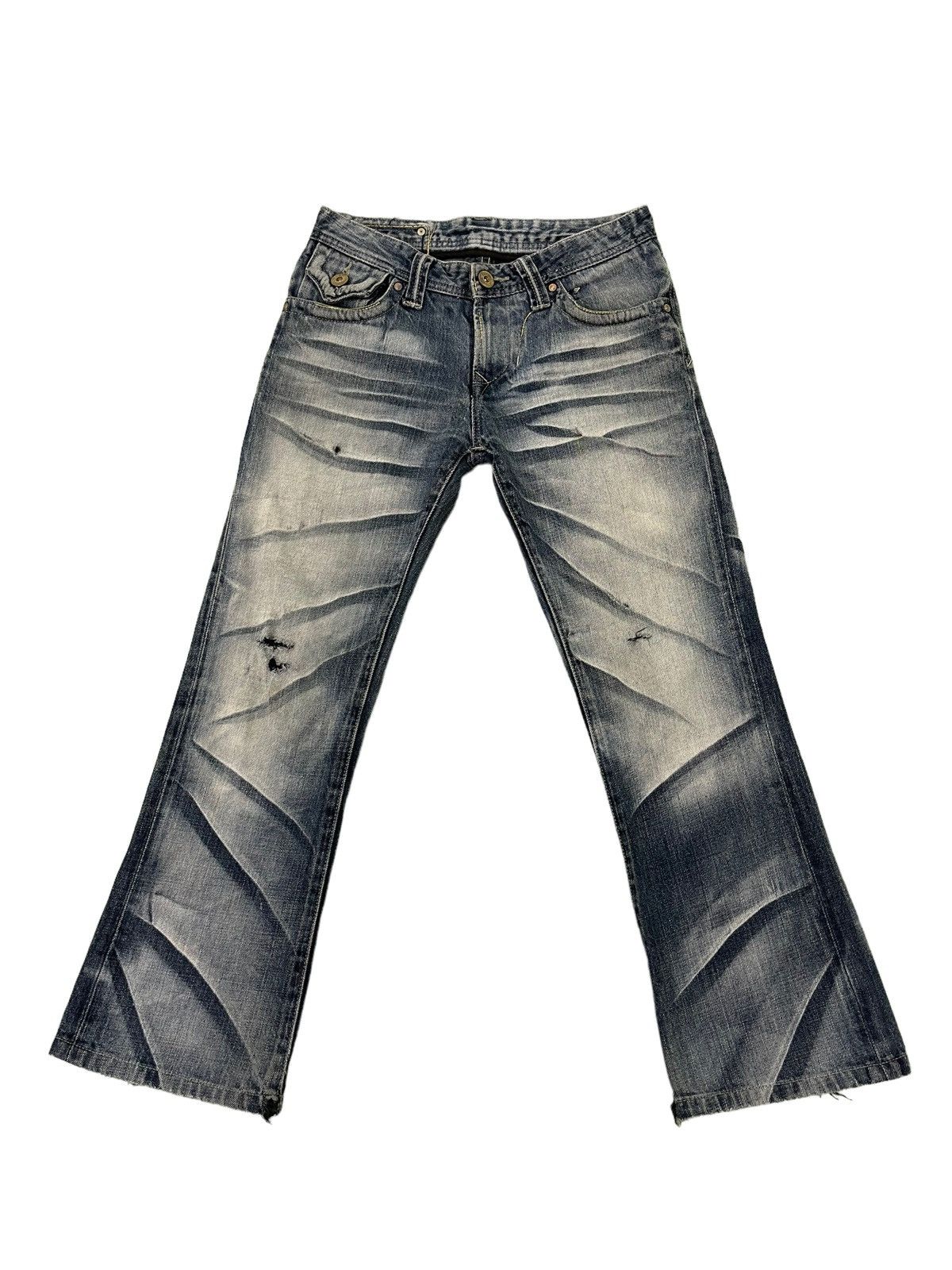 Japanese Brand Flare Jeans Army of No Acid Wash Low Rise Boot Cut 4🟦4 Size US 29 - 10 Thumbnail