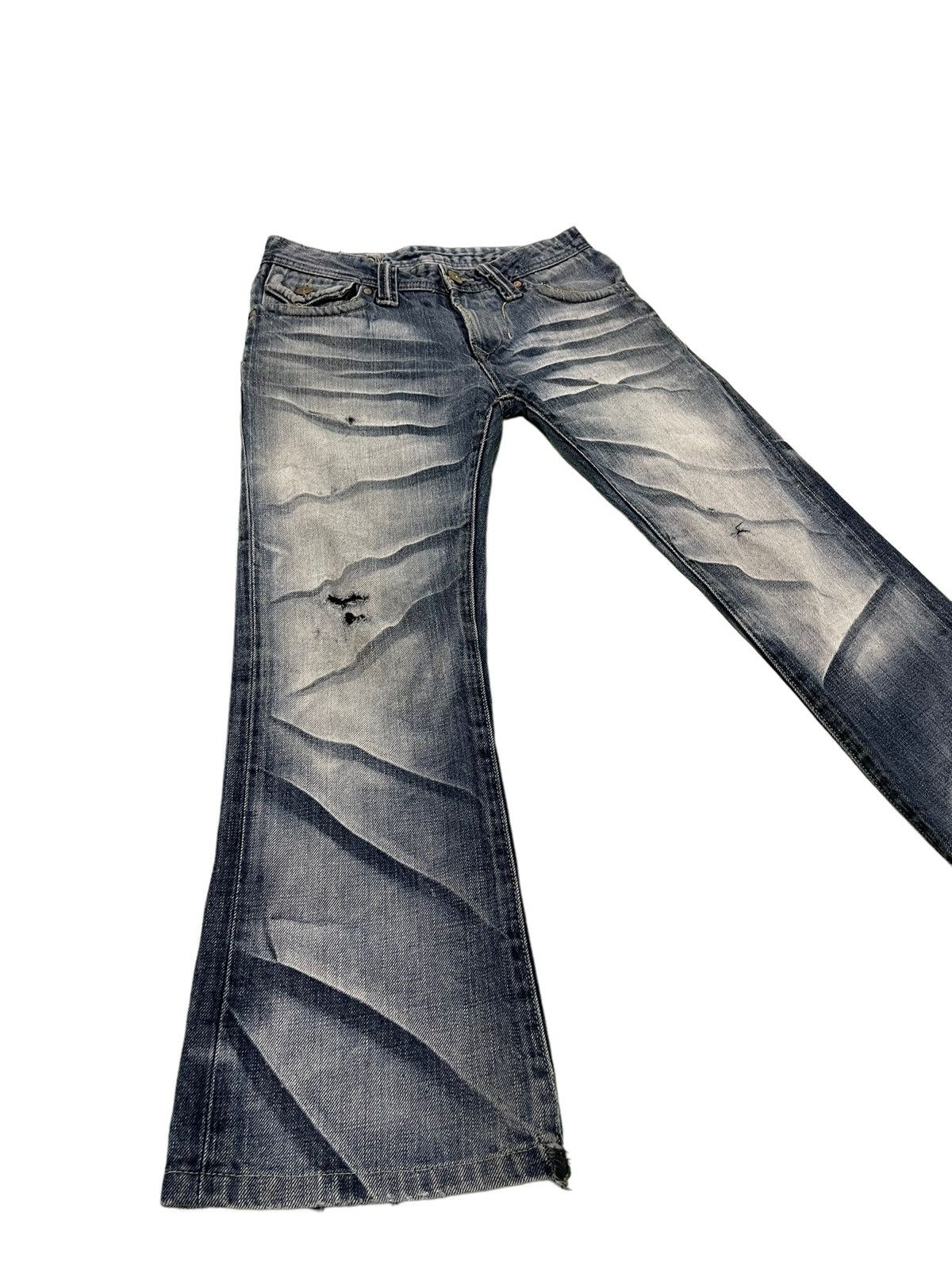 Japanese Brand Flare Jeans Army of No Acid Wash Low Rise Boot Cut 4🟦4 Size US 29 - 11 Thumbnail