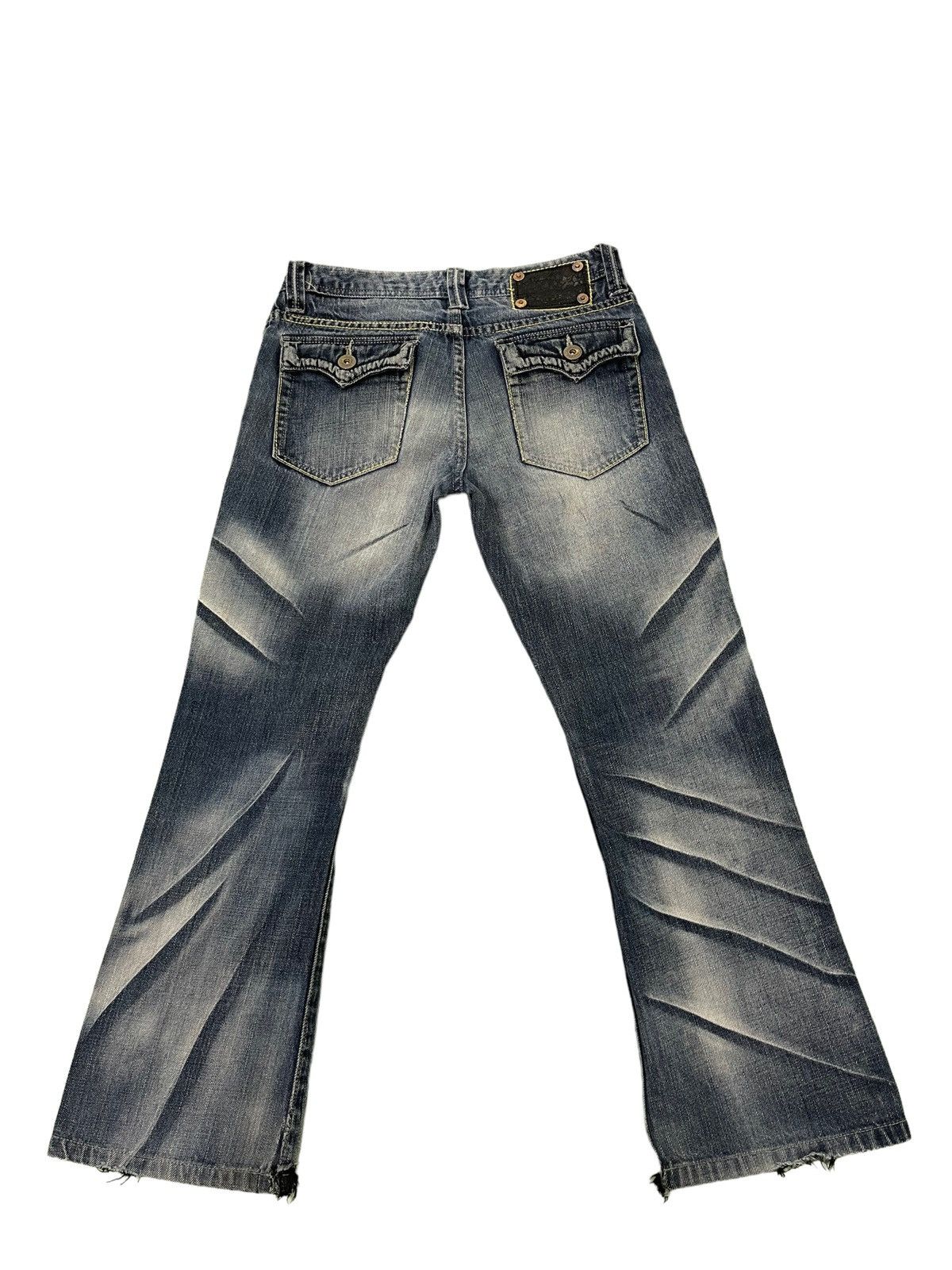 Japanese Brand Flare Jeans Army of No Acid Wash Low Rise Boot Cut 4🟦4 Size US 29 - 2 Thumbnail