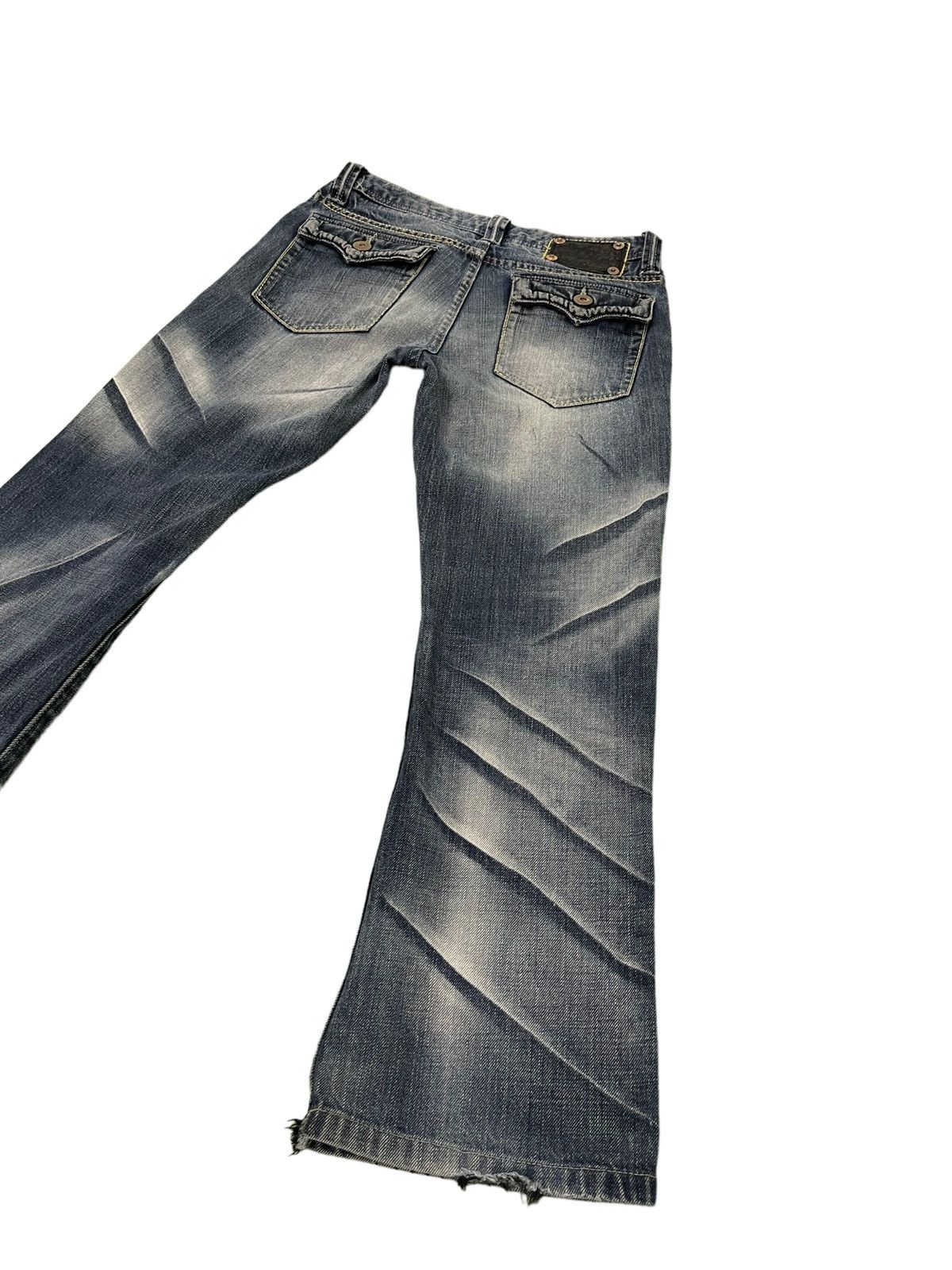 Japanese Brand Flare Jeans Army of No Acid Wash Low Rise Boot Cut 4🟦4 Size US 29 - 3 Thumbnail