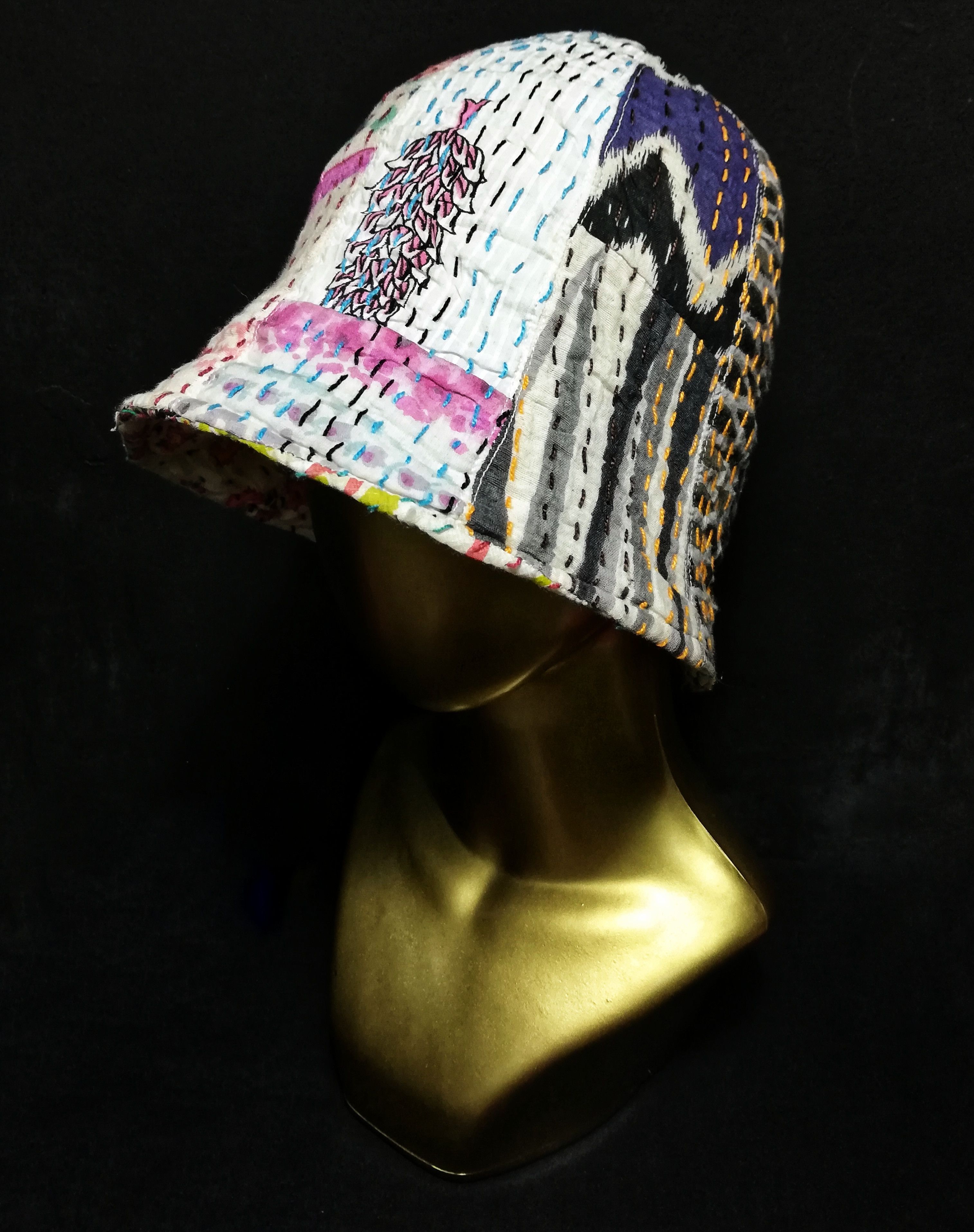 Art Comes First × Vintage 🔥GRAIL RARE! Traditional ICT Kerchief Kofu Boro Bucket Hat Size ONE SIZE - 4 Thumbnail