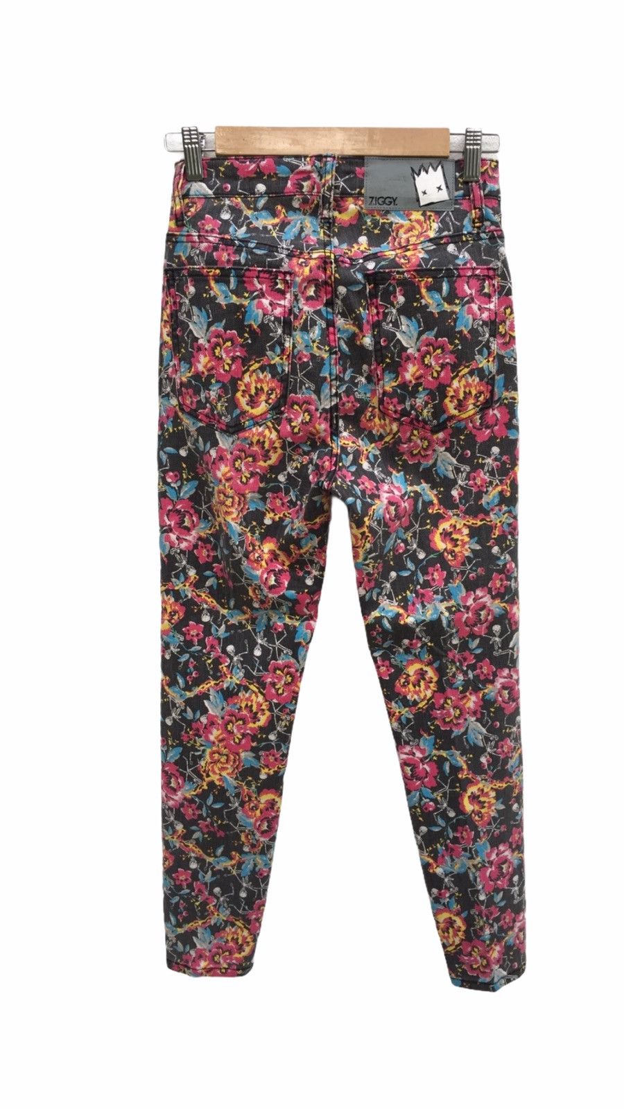 Designer Ziggy Art Design Skulls Flowers Punk Rock Trousers Pants Size US 26 / EU 42 - 1 Thumbnail