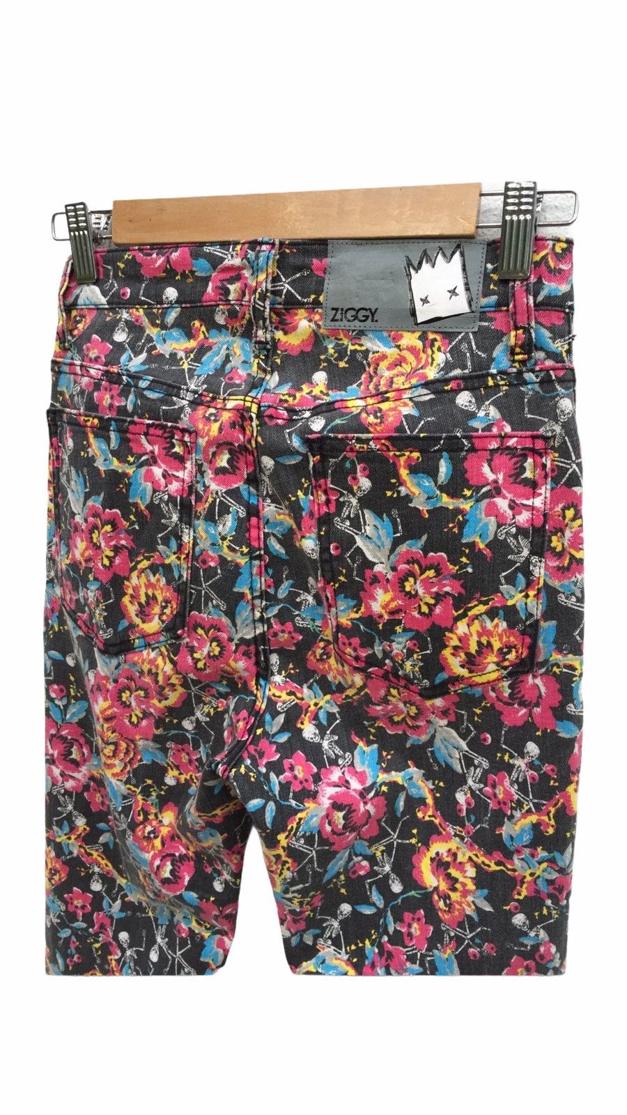 Designer Ziggy Art Design Skulls Flowers Punk Rock Trousers Pants Size US 26 / EU 42 - 2 Thumbnail