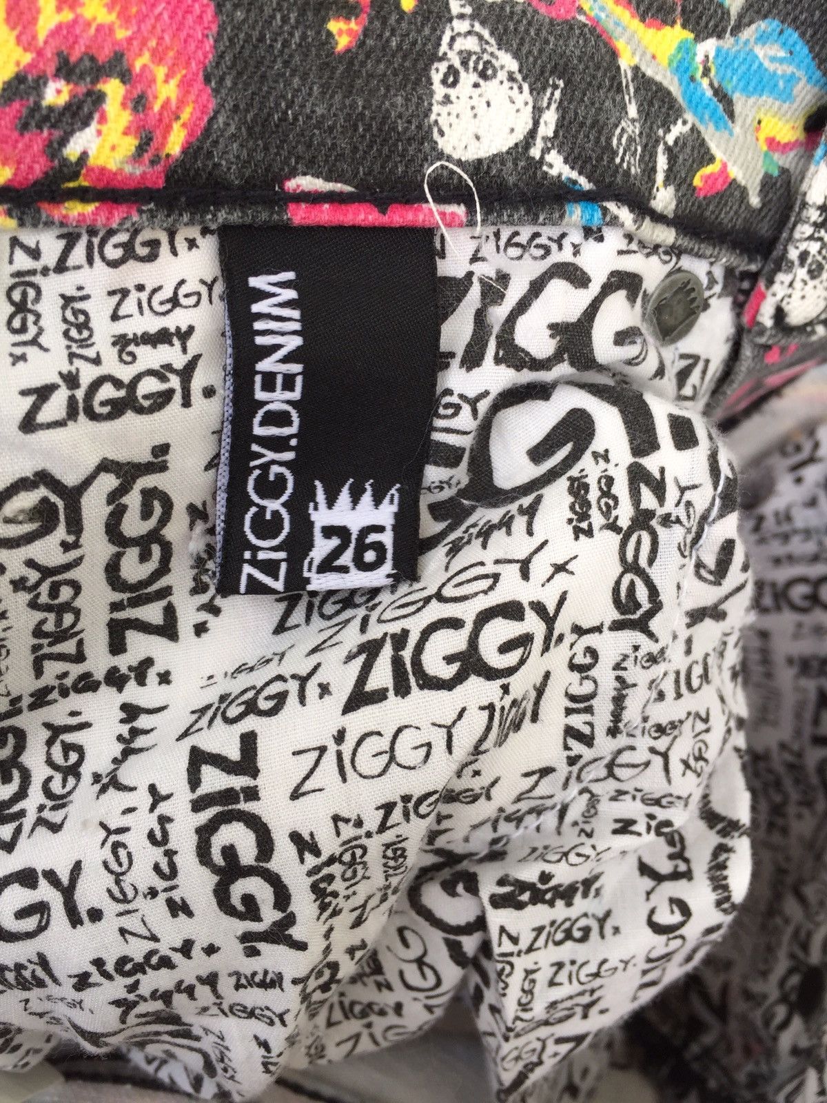 Designer Ziggy Art Design Skulls Flowers Punk Rock Trousers Pants Size US 26 / EU 42 - 7 Thumbnail
