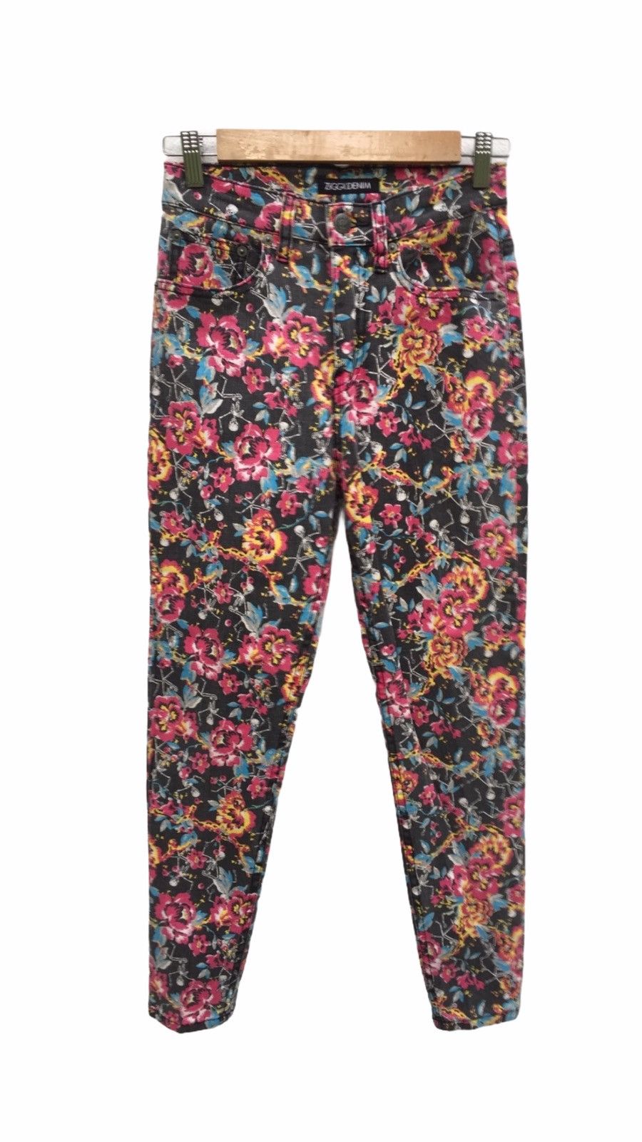 Designer Ziggy Art Design Skulls Flowers Punk Rock Trousers Pants Size US 26 / EU 42 - 4 Thumbnail