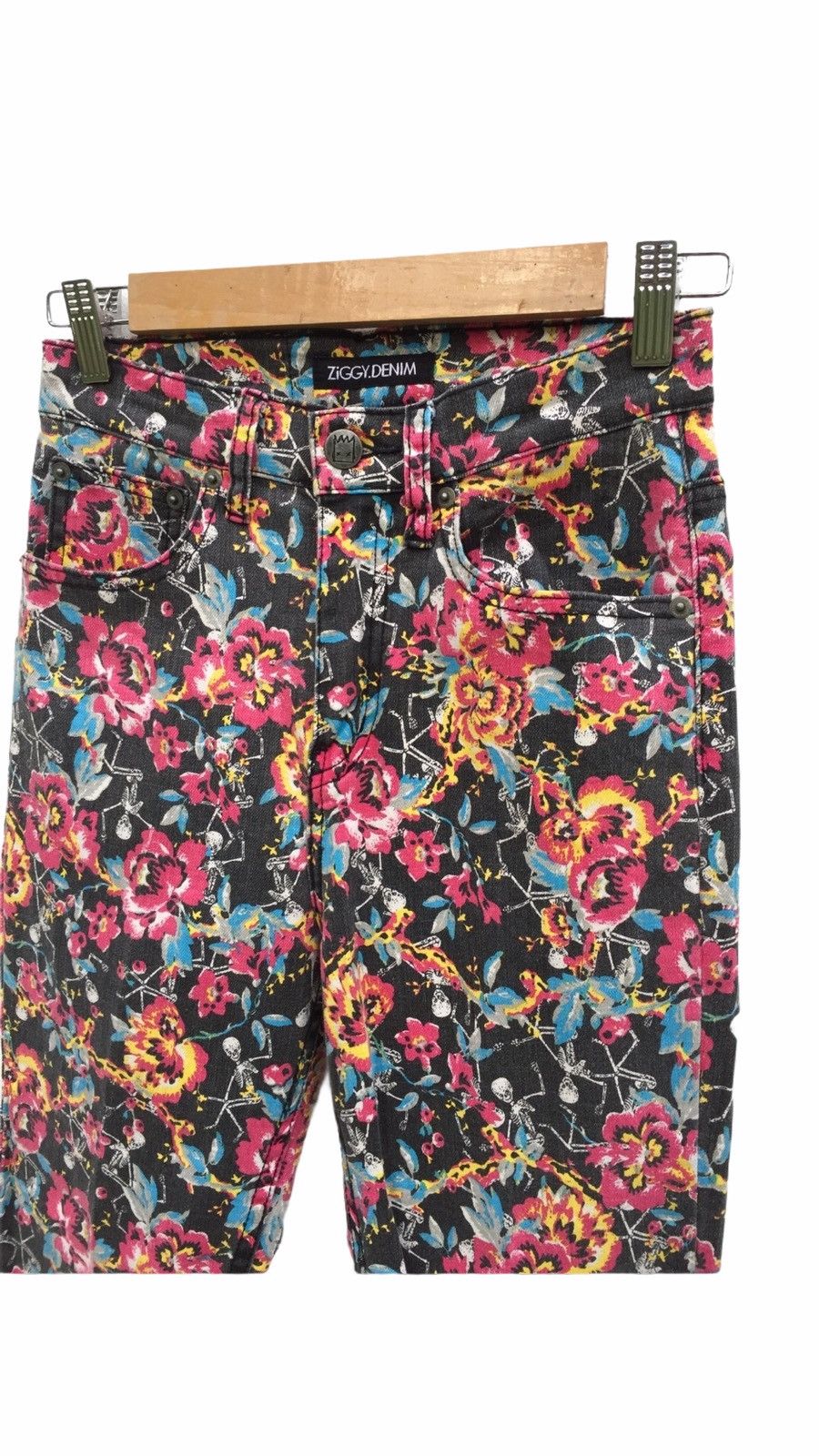 Designer Ziggy Art Design Skulls Flowers Punk Rock Trousers Pants Size US 26 / EU 42 - 3 Thumbnail